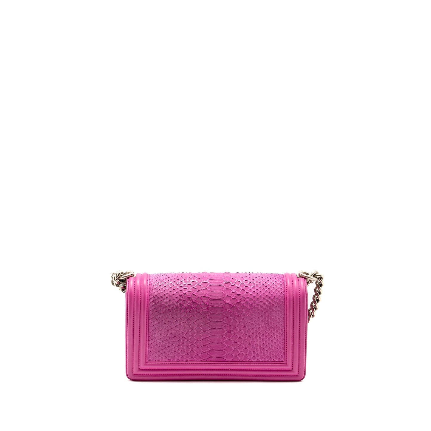 Chanel Boy Flap Python Brushed SHW Pink Shoulder Bag