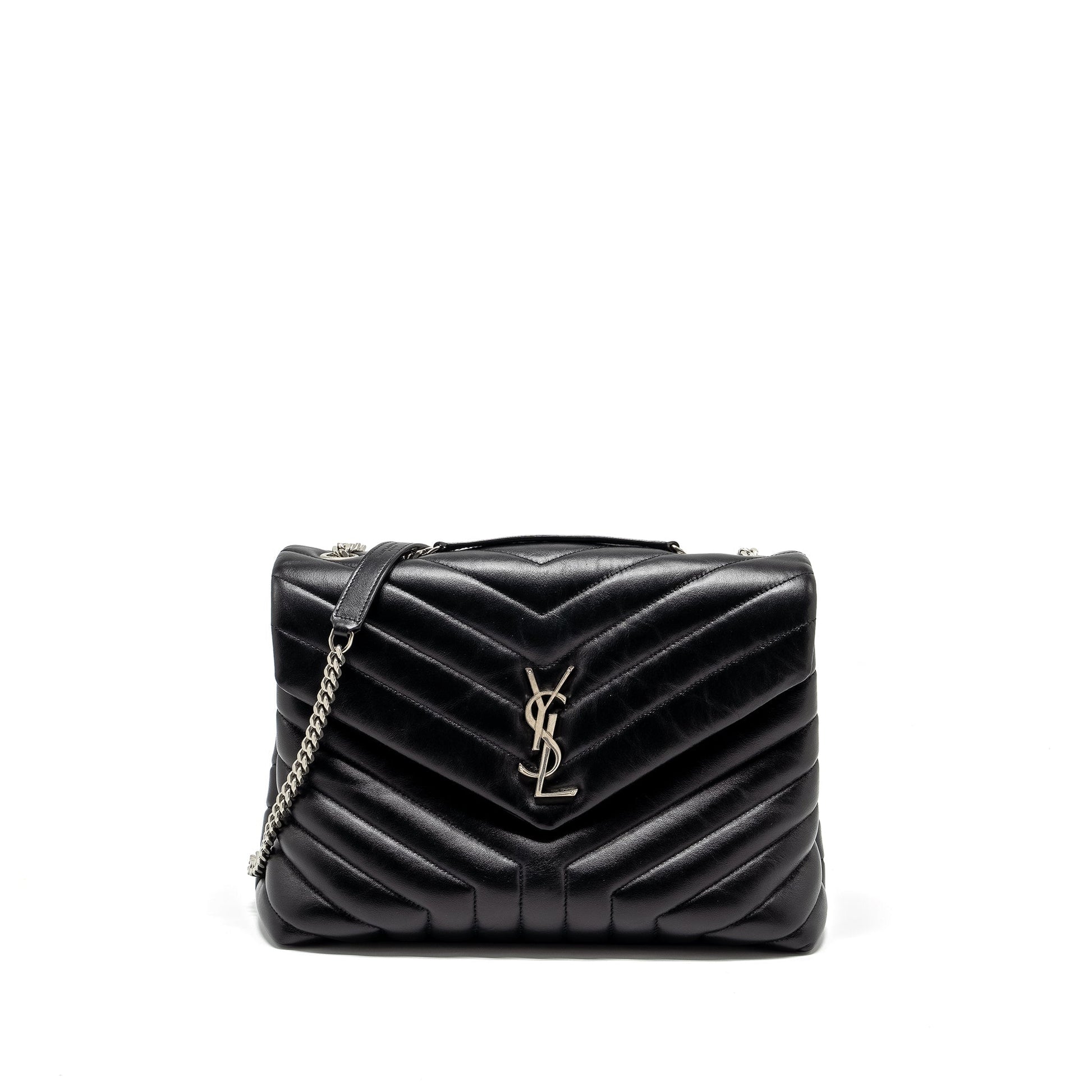 YSL Saint Laurent Lou Lou Purse Calfskin Ruthenium Hardware Travel Black Medium Travel Bag