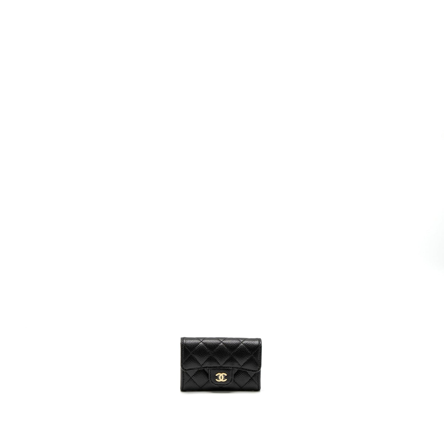 Chanel Classic Flap Card Holder Caviar GHW Black Wallet Case Microchip 2