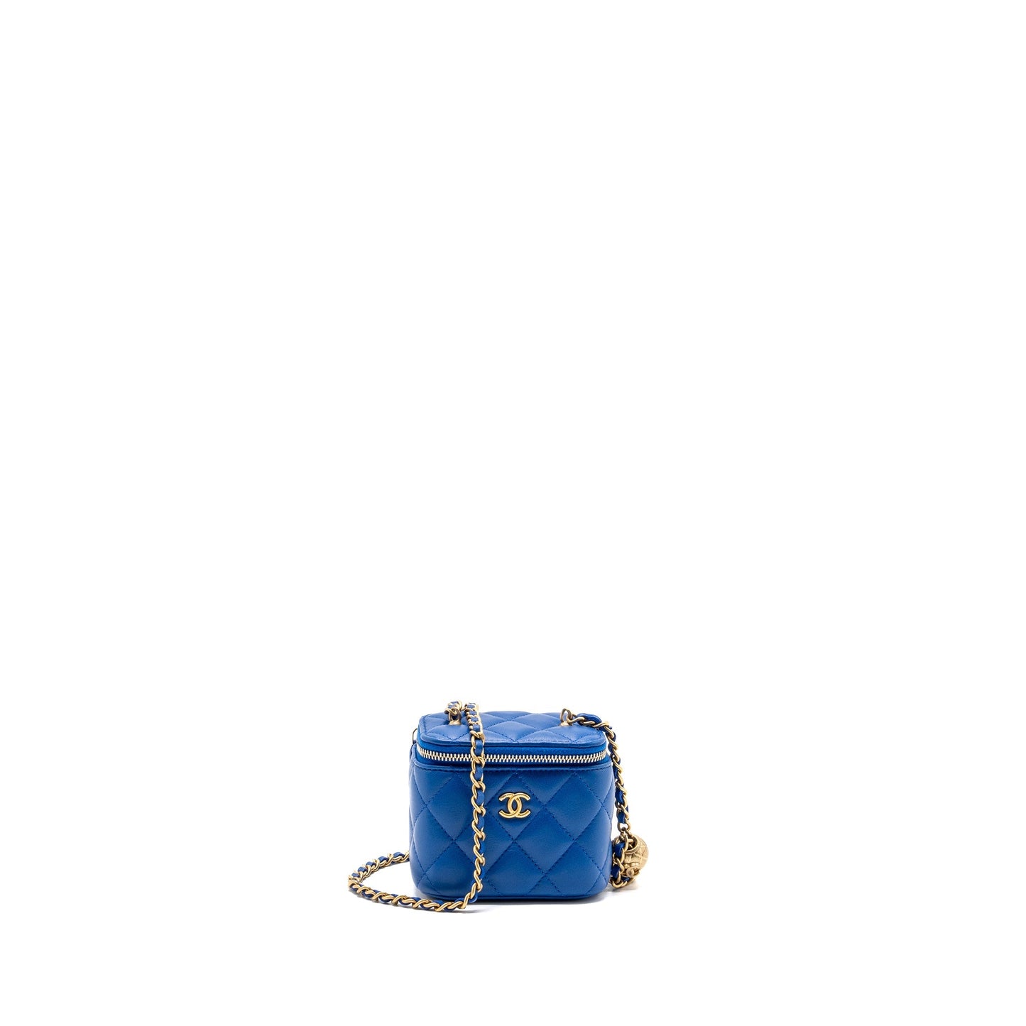 Chanel Pearl Crush Vanity Lambskin GHW microchip Blue Mini Bag