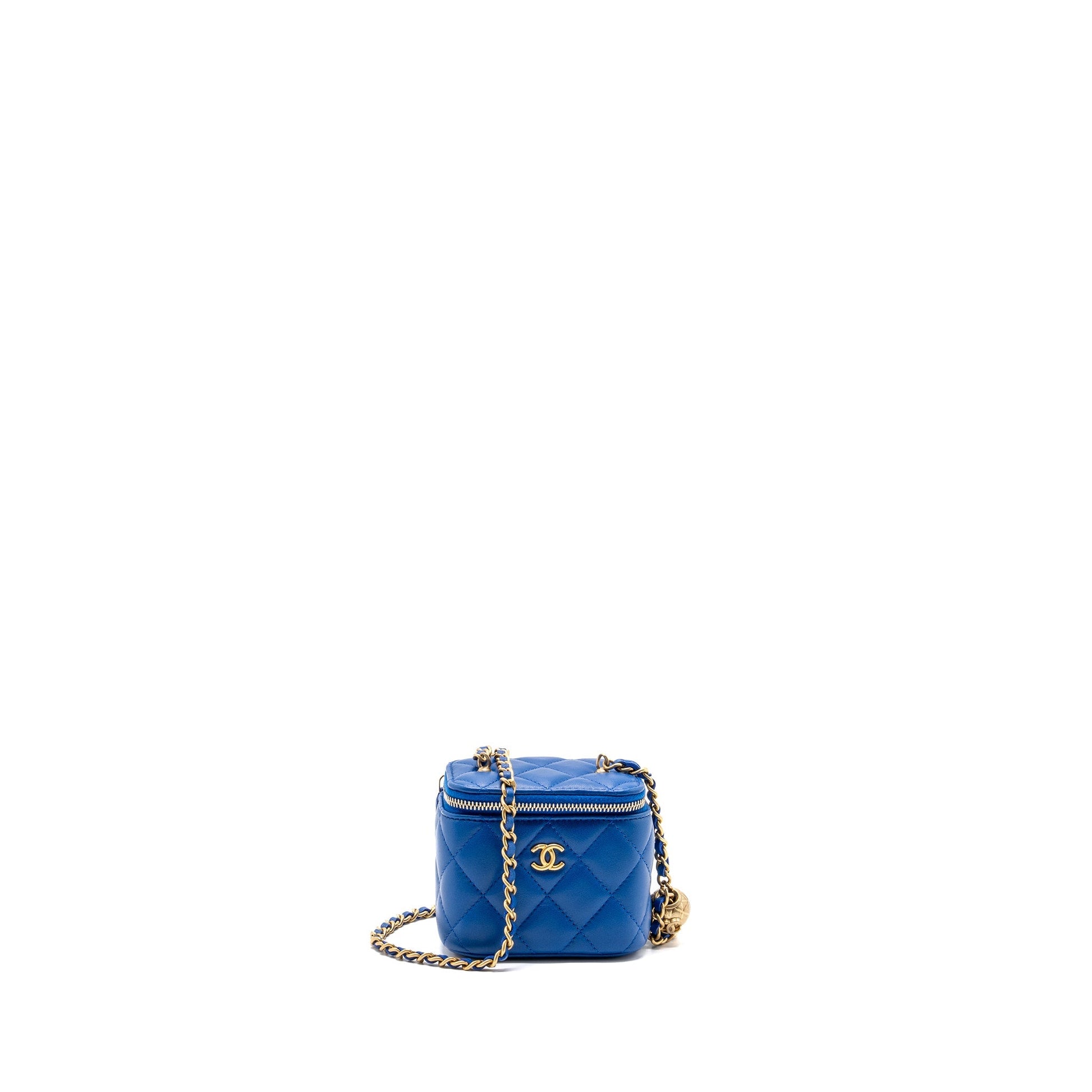 Chanel Pearl Crush Vanity Lambskin GHW microchip Blue Mini Bag