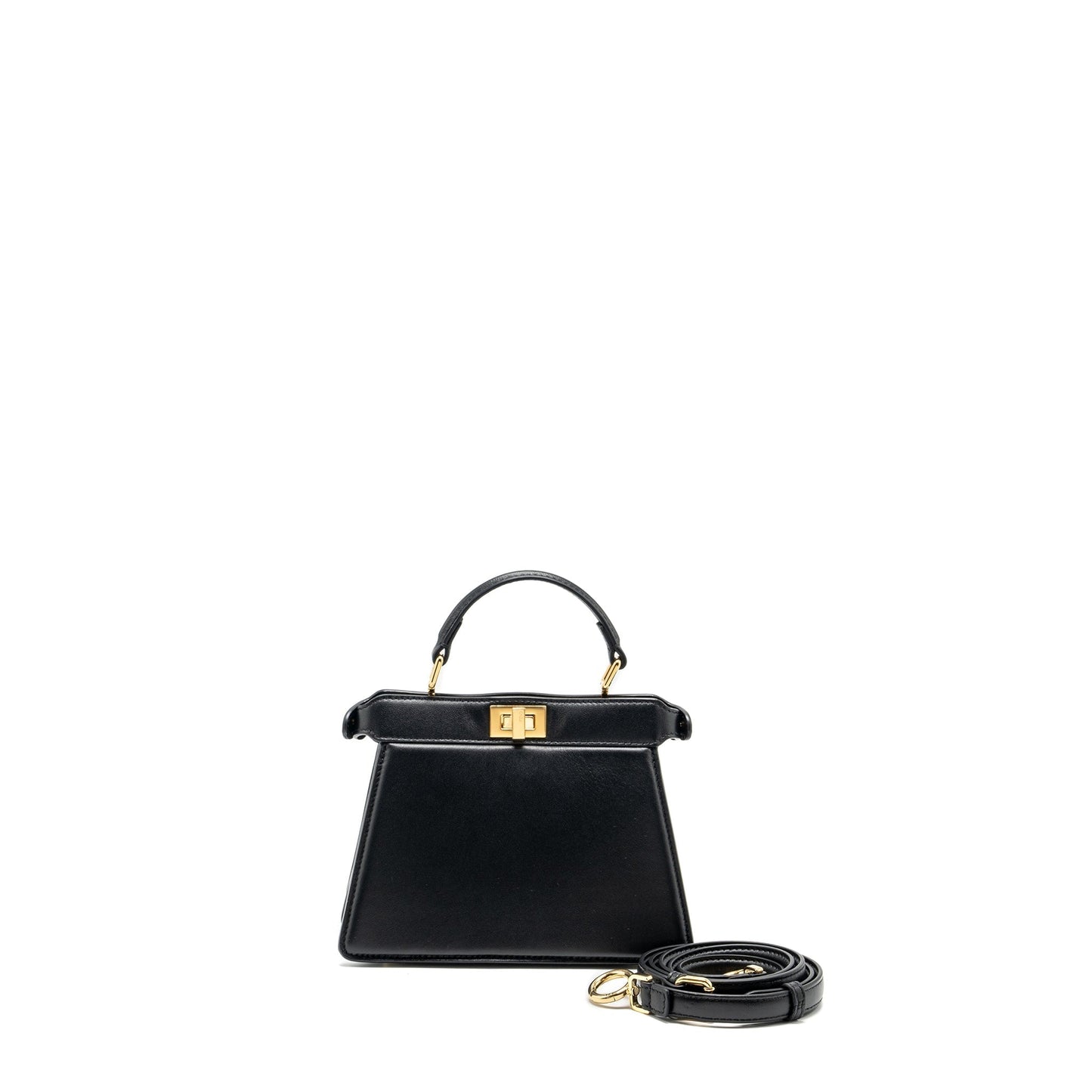 Fendi Peekaboo Iseeu Petit Handbag Lambskin Black Travel Bag