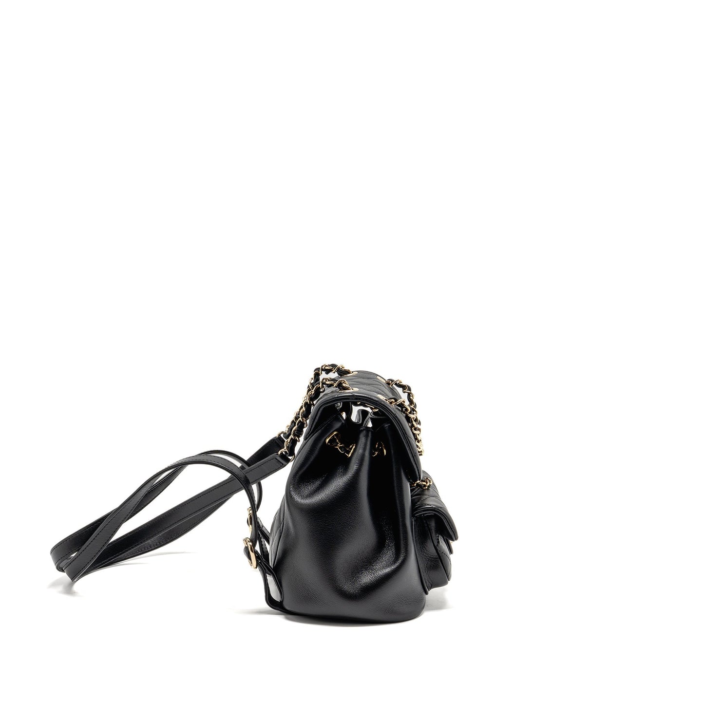 Chanel Duma Backpack Calfskin LGHW Microchip Black Lghw Microchip