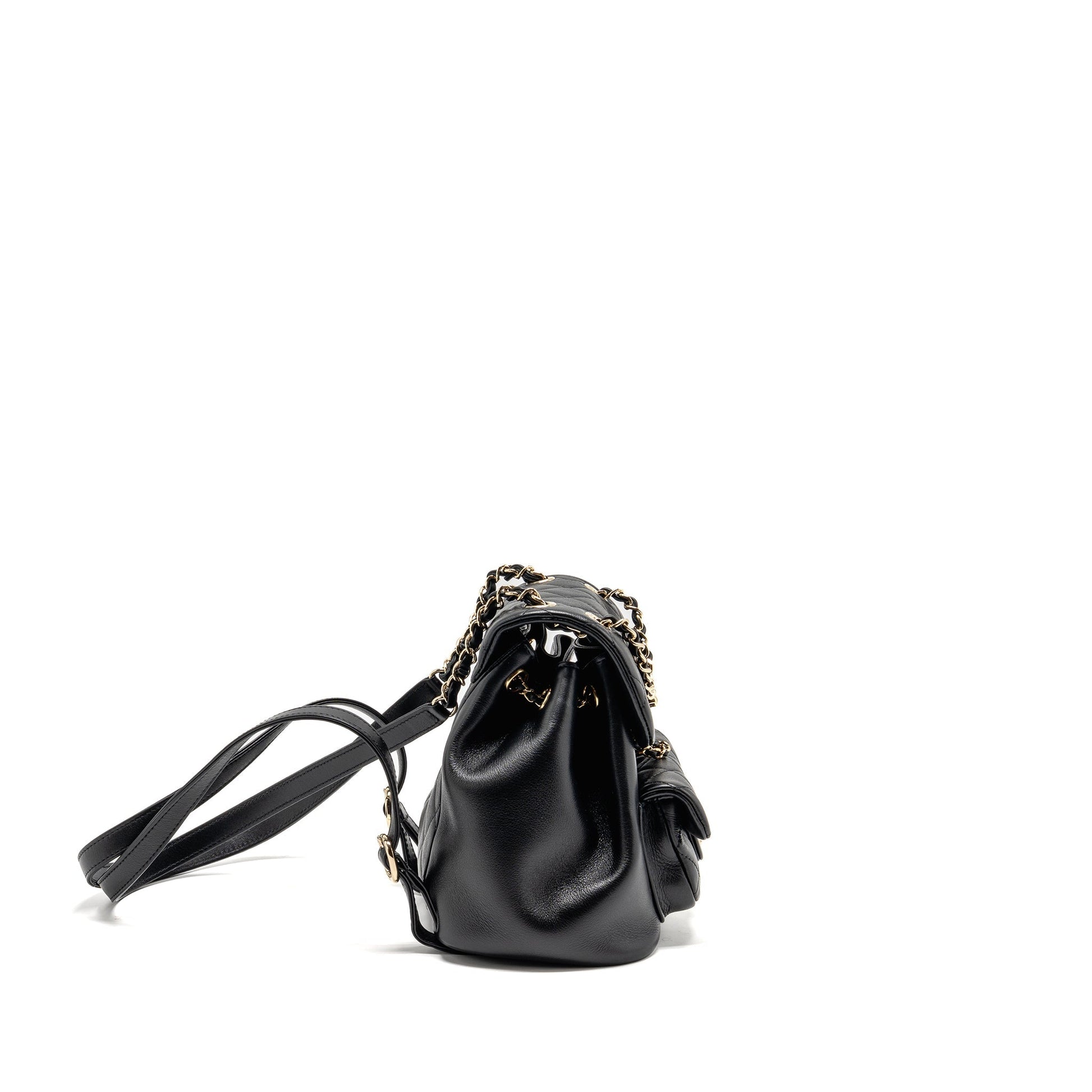 Chanel Duma Backpack Calfskin LGHW Microchip Black Lghw Microchip