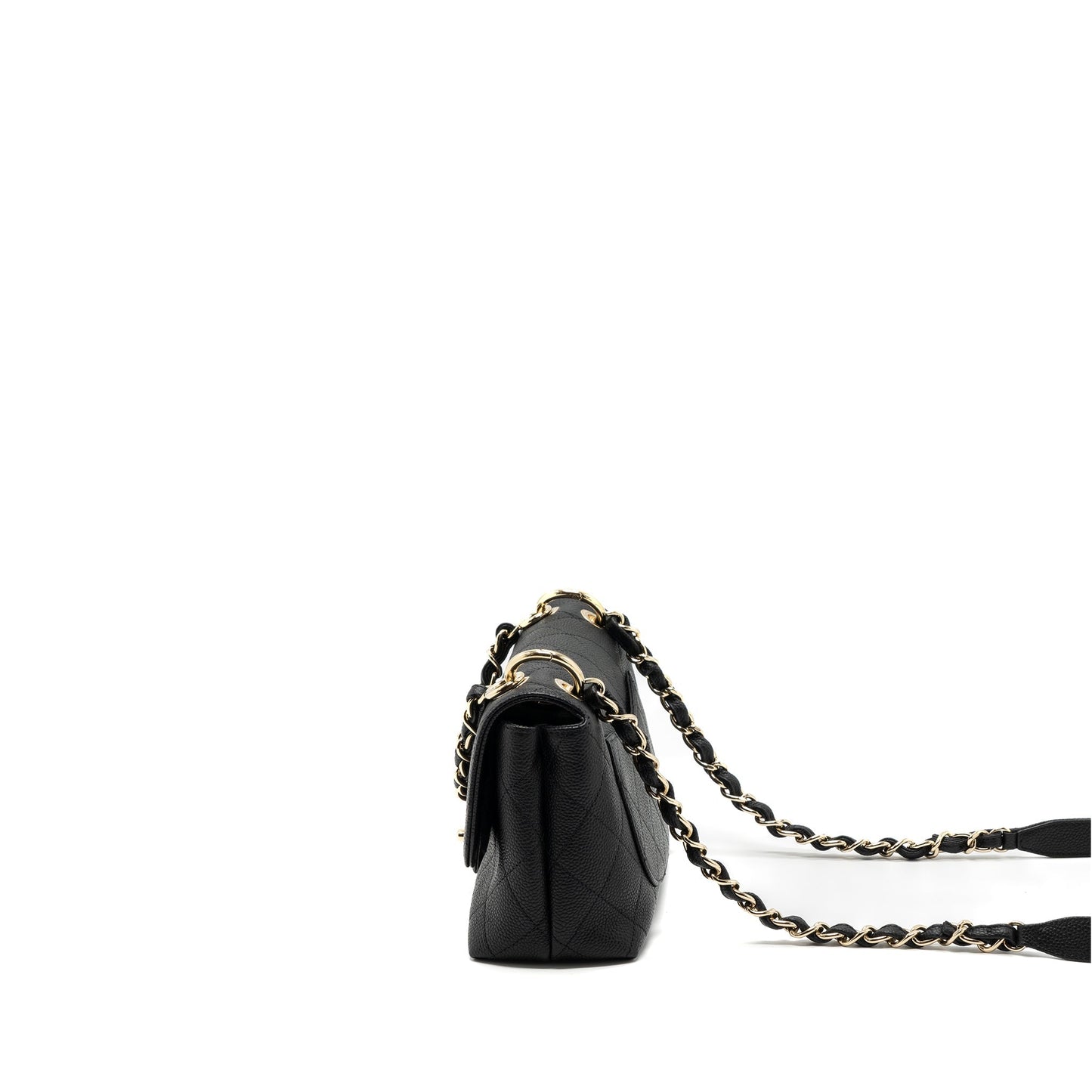Chanel FLAP CHAINS HANDLE Quilted CALFSKIN GHW Black Shoulder Bag