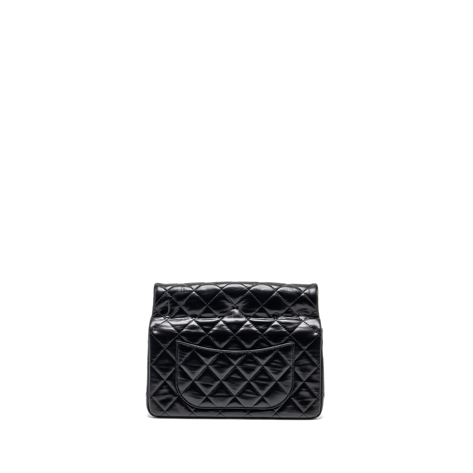Chanel 23A classic flap shiny calfskin LGHW Black Clutch Bag