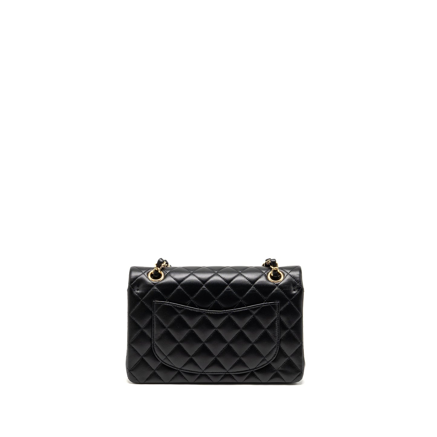 Chanel Classic Double Flap Lambskin LGHW Microchip Black Small Shoulder Bag