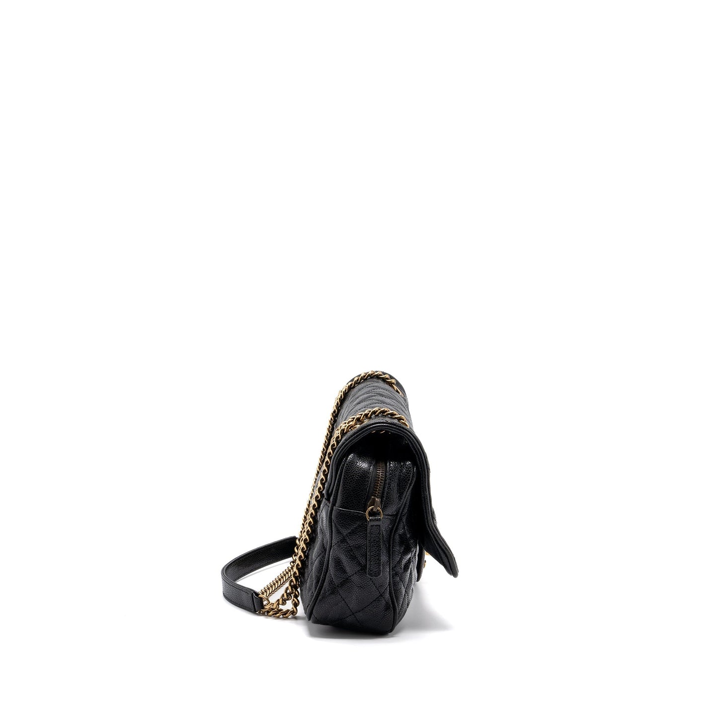 Chanel Flap Grained Calfskin Brushed GHW Black Shoulder Bag