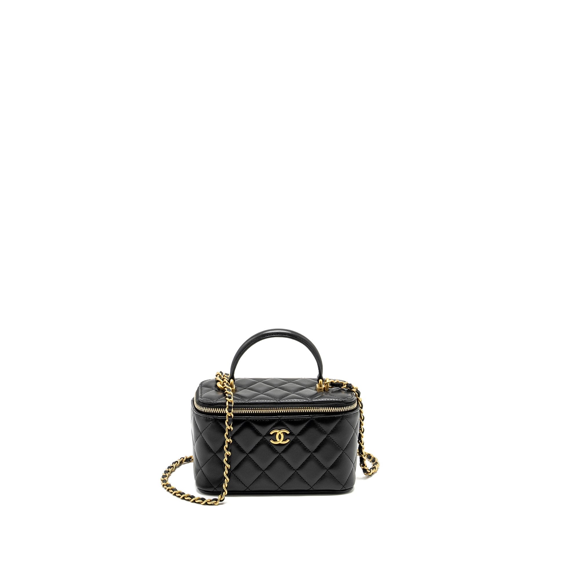 Chanel Top Handle Long Vanity Lambskin GHW Black Handbag Ghw 1