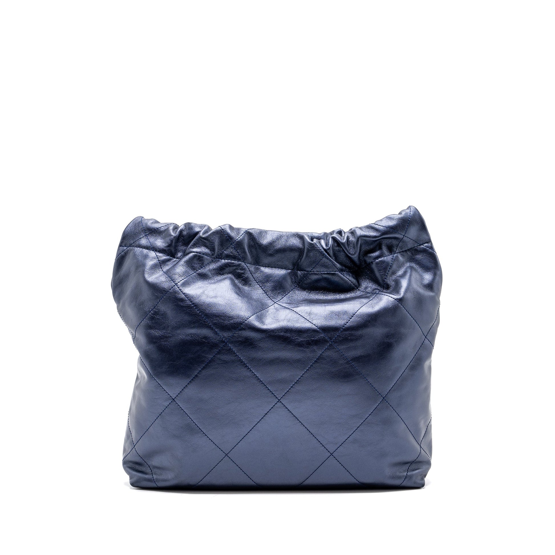 Chanel 22 Shiny Calfskin Iridescent Hardware Microchip Black Small Handbag