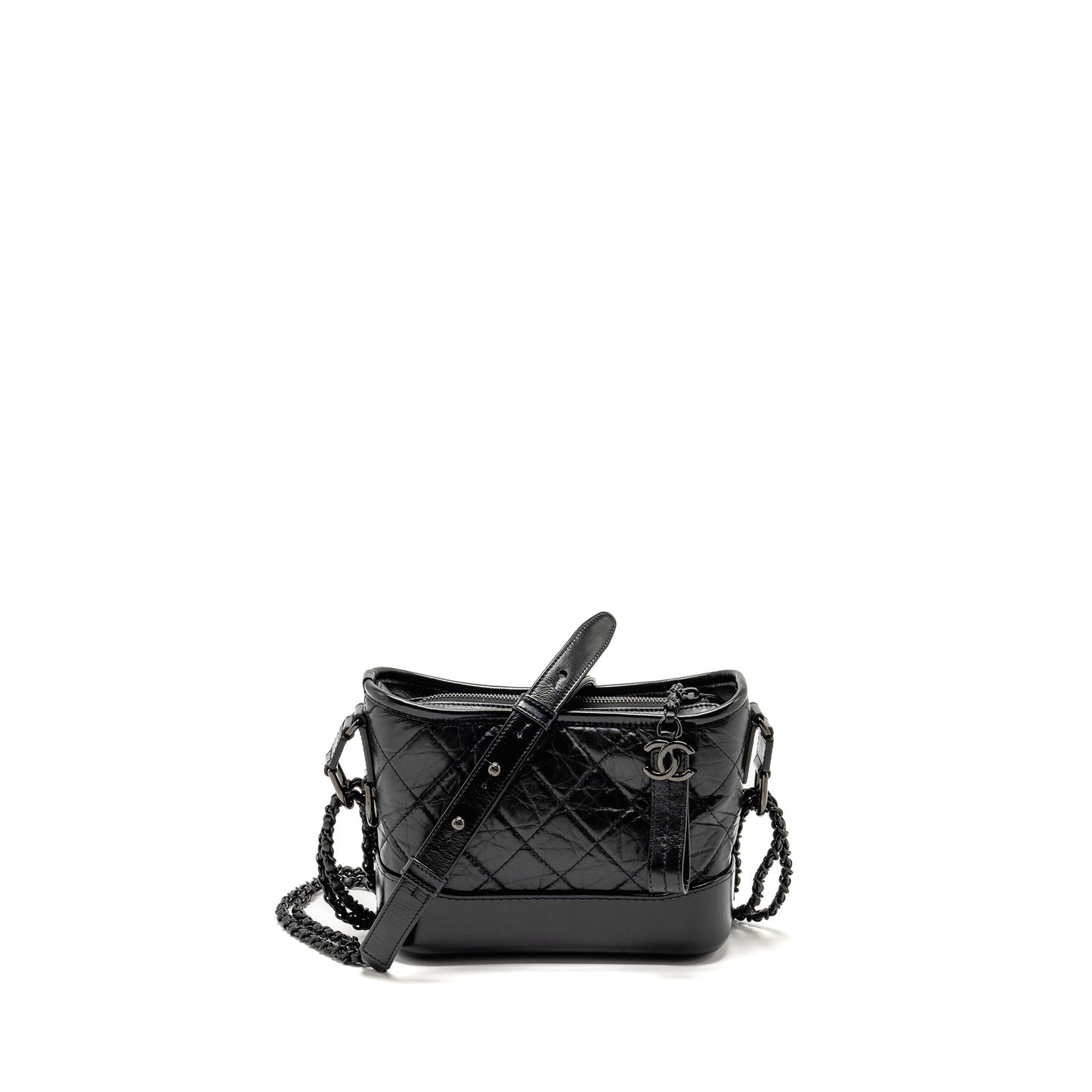 Chanel Gabrielle Hobo Aged Calfskin So Black Small Shoulder Bag Black 1