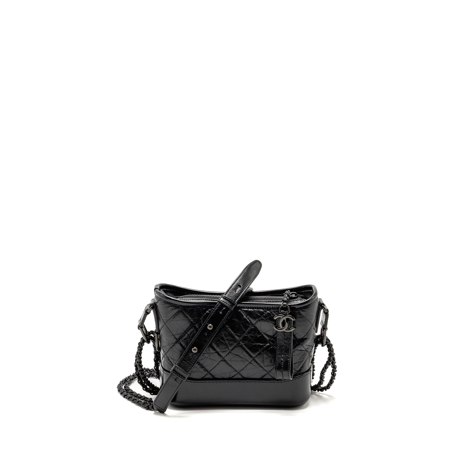 Chanel Gabrielle Hobo Aged Calfskin So Black Small Shoulder Bag Black 1