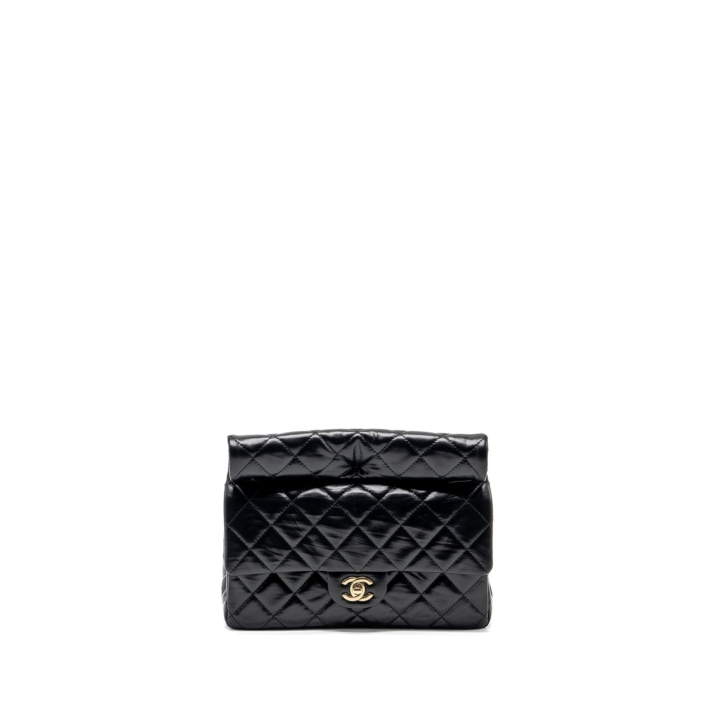 Chanel 23A classic flap shiny calfskin LGHW Black Clutch Bag