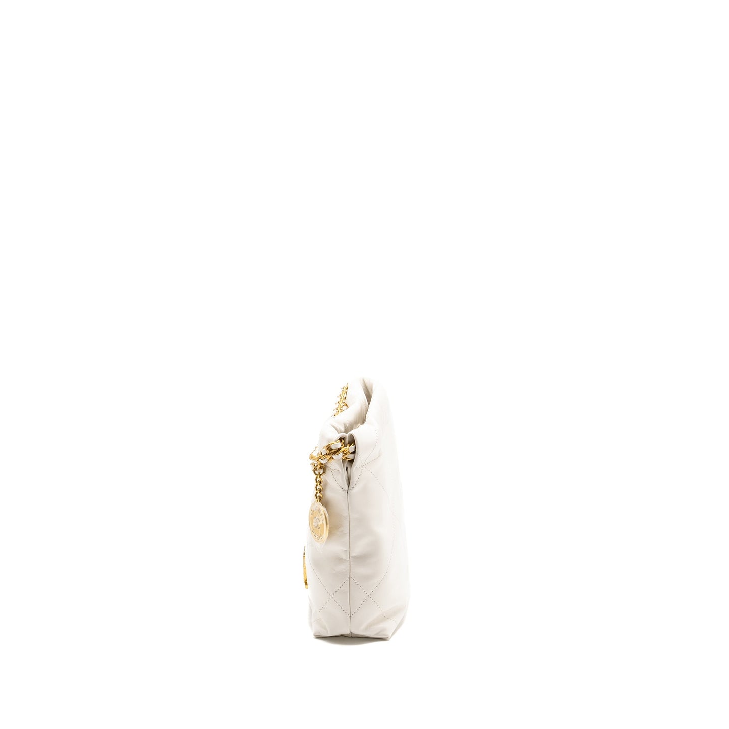 Chanel 22 Shiny Calfskin GHW Microchip White Mini Bag Bag White