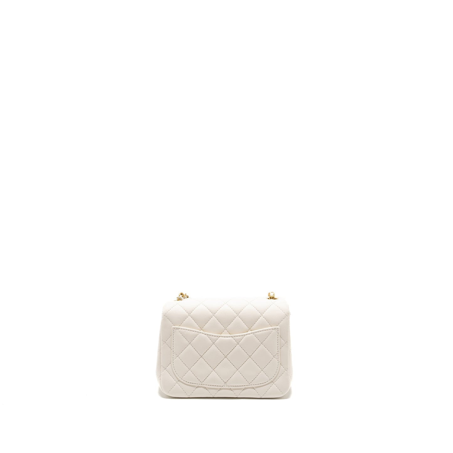 Chanel Pearl Crush Square Lambskin GHW microchip White Mini Bag