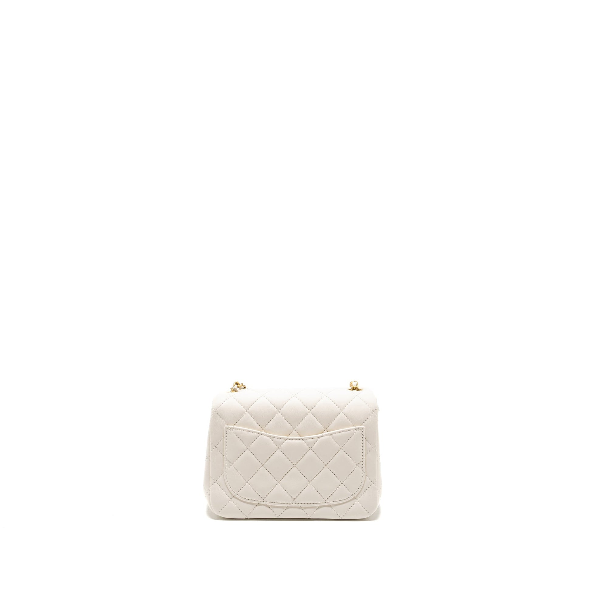 Chanel Pearl Crush Square Lambskin GHW microchip White Mini Bag