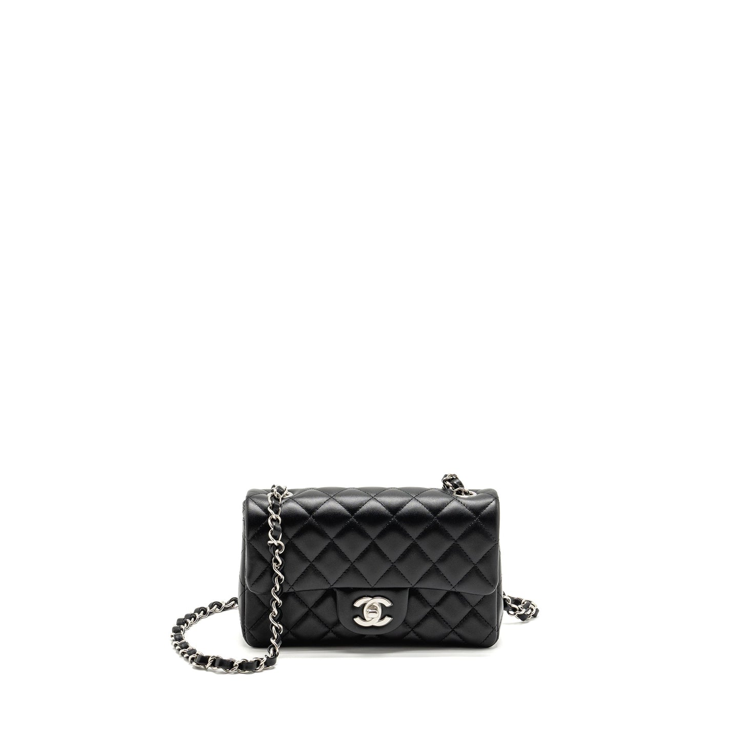 Chanel Rectangular Flap Lambskin SHW microchip Black Shoulder Bag Black Shwmicrochip