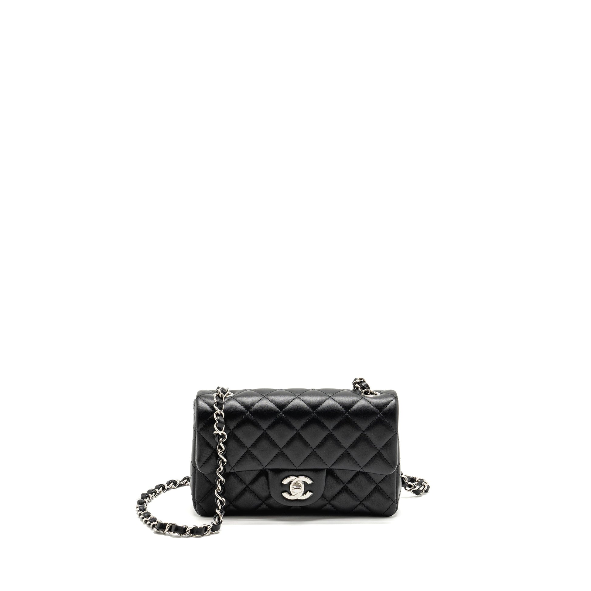 Chanel Rectangular Flap Lambskin SHW microchip Black Shoulder Bag Black Shwmicrochip