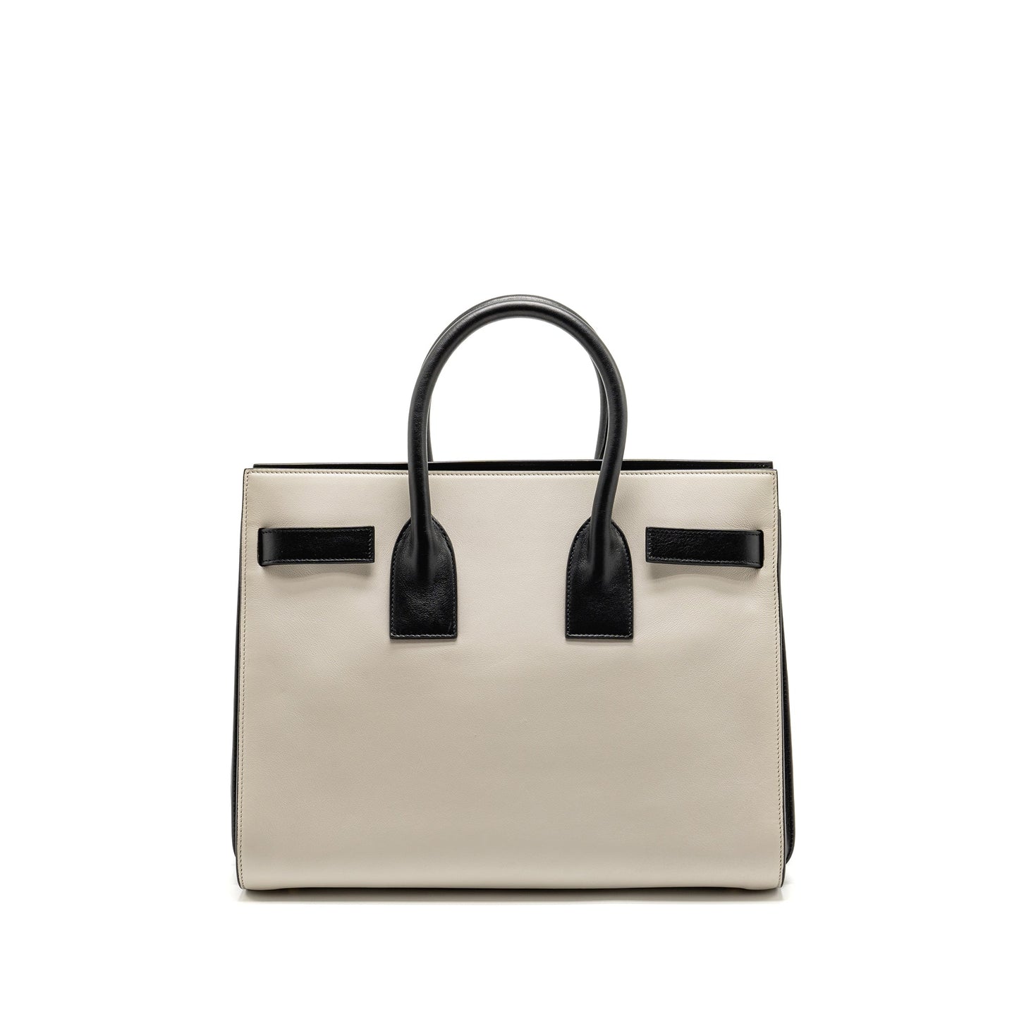 YSL Saint Laurent Sac De Jour Tote Purse Calfskin Black White Tote Bag