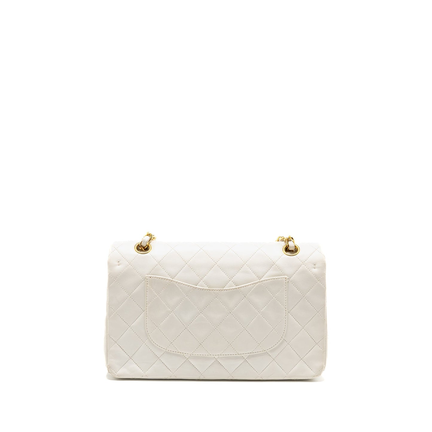 Chanel Classic Double Flap Lambskin GHW White Shoulder Bag Lambskin Ghw