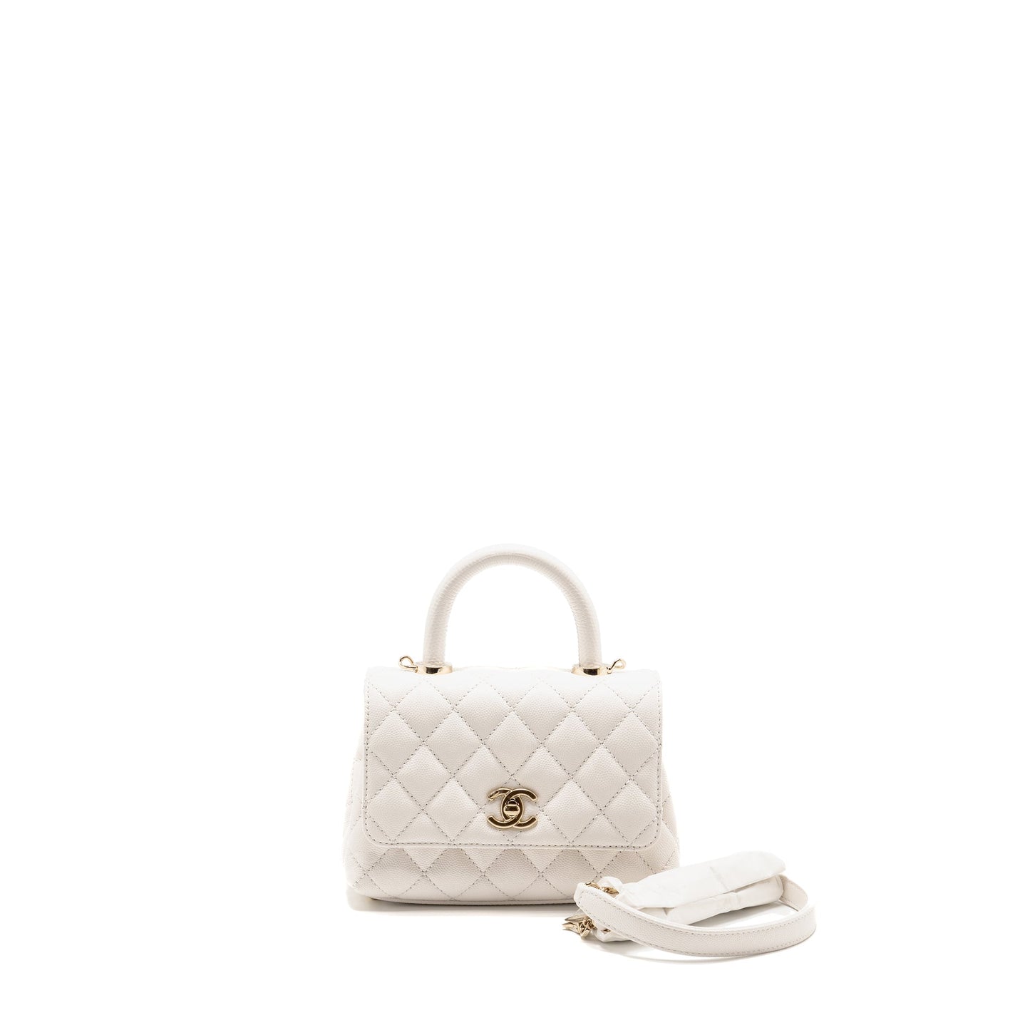 Chanel Coco Handle Caviar LGHW Microchip White Mini Bag Microchip 1