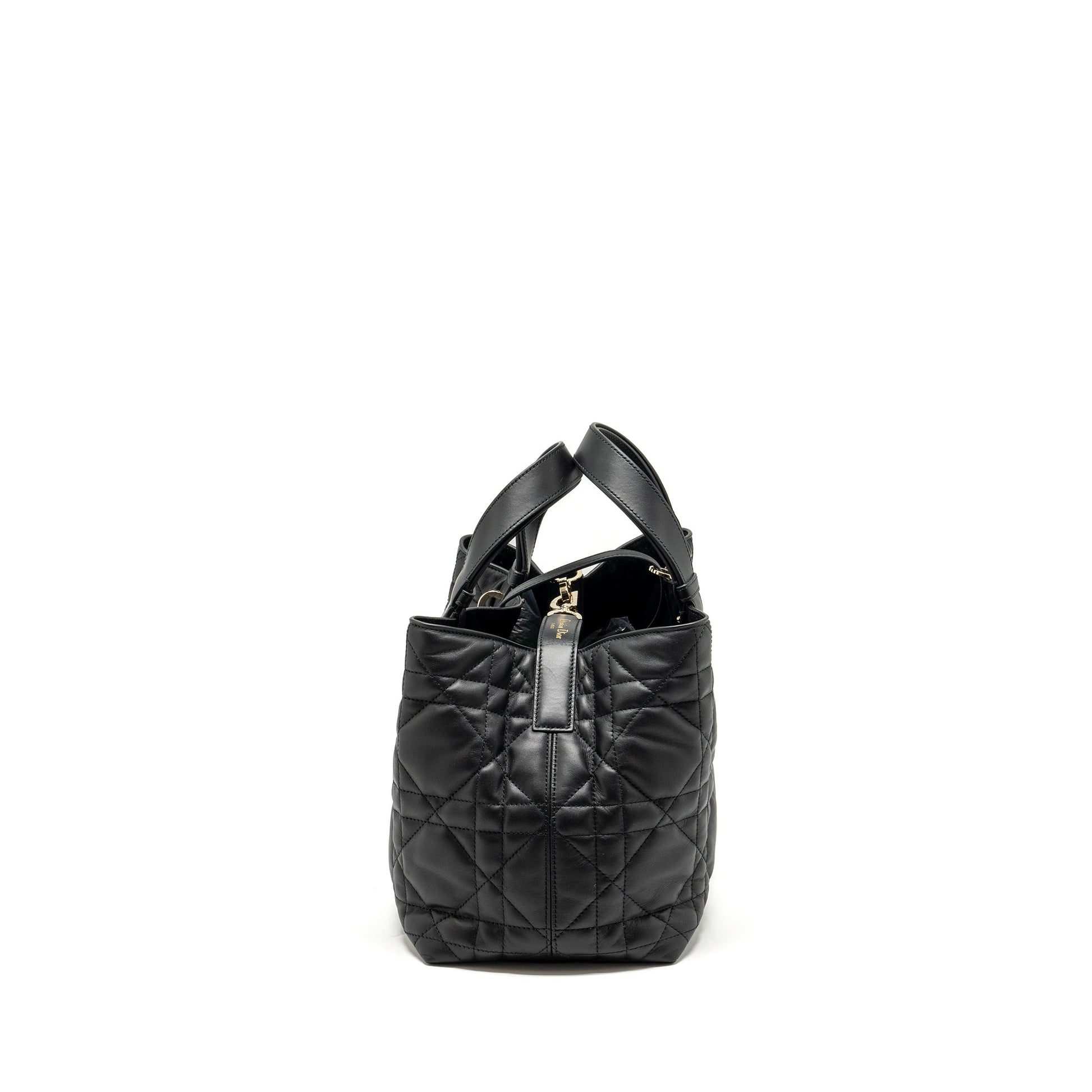 Dior Toujours Purse Macrocannage Calfskin Handbag Black Medium Travel Bag