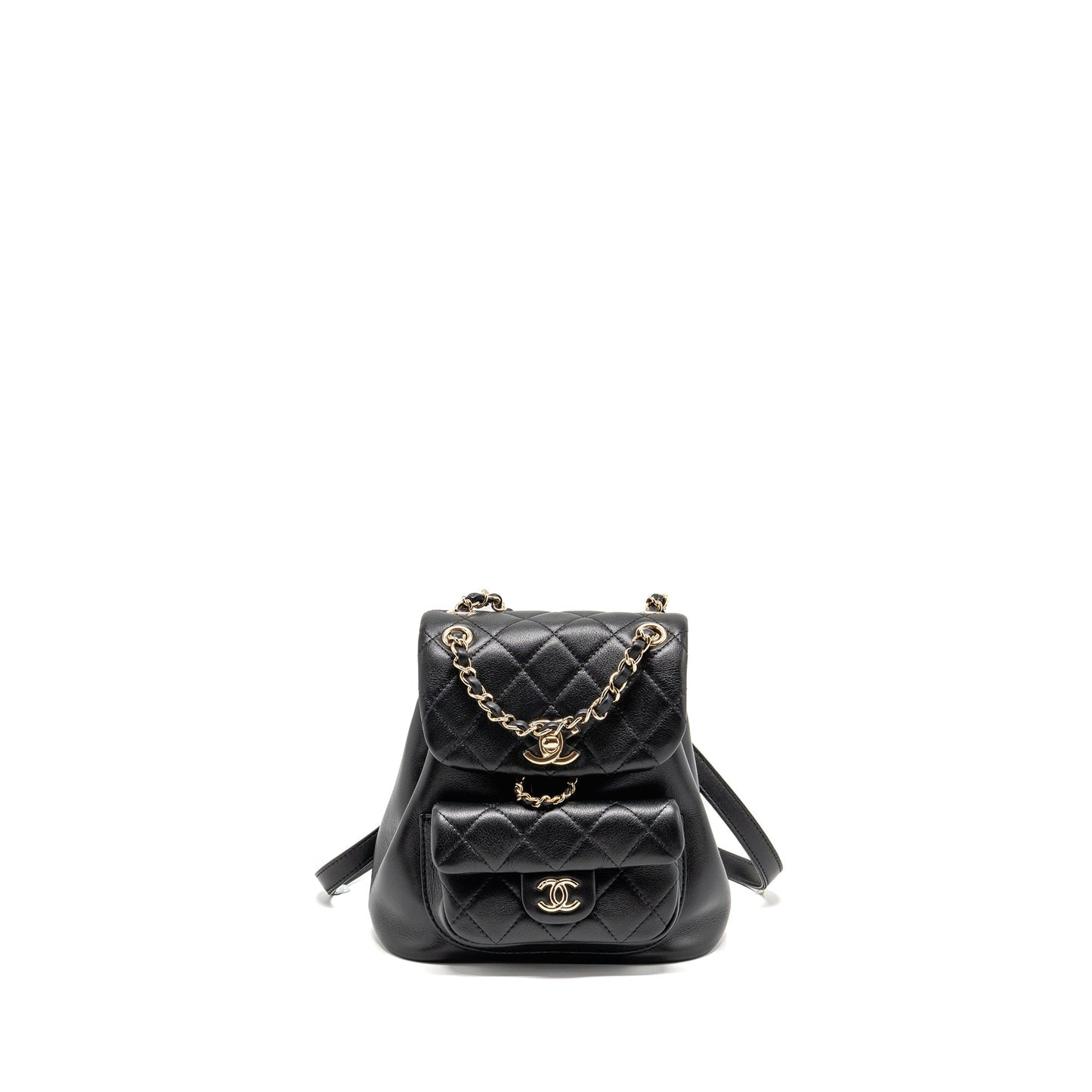 Chanel Duma Backpack Calfskin LGHW Microchip Black Lghw Microchip