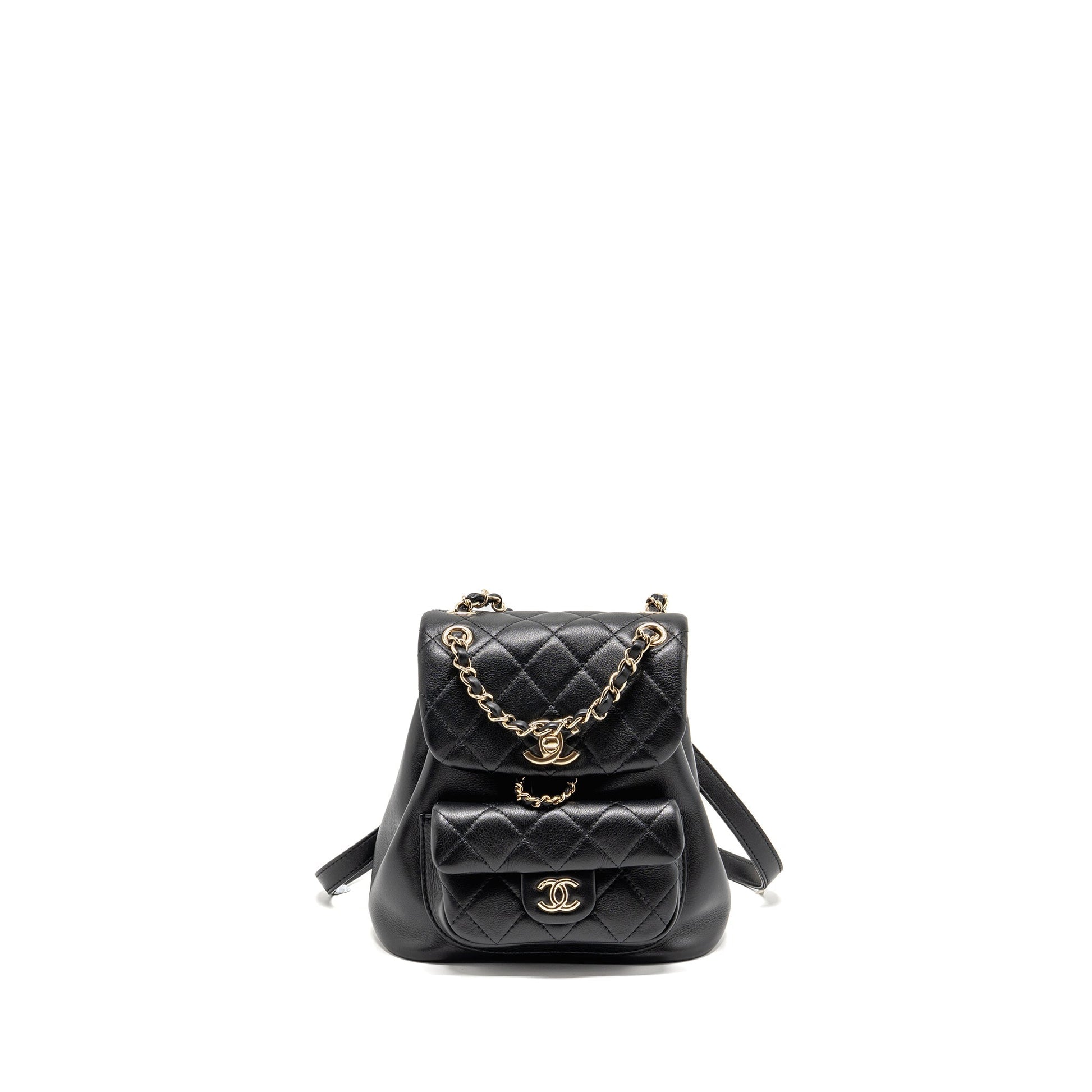 Chanel Duma Backpack Calfskin LGHW Microchip Black Lghw Microchip