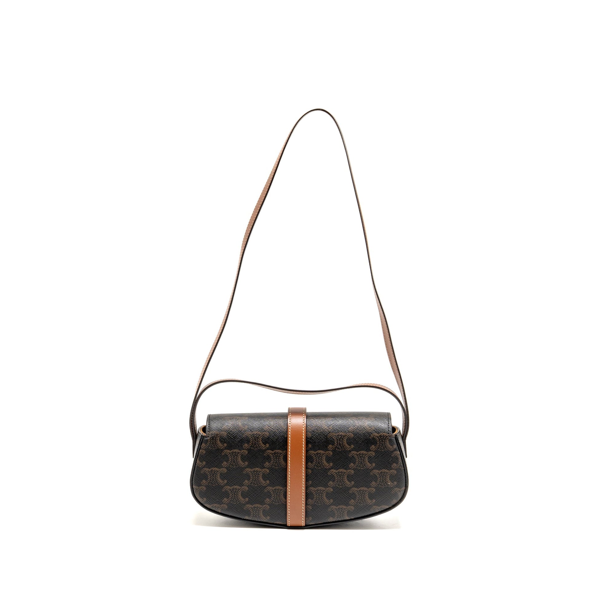 Celine Clutch On Strap Tabou Triomphe Calfskin Handbag Canvas Tan Clutch Bag