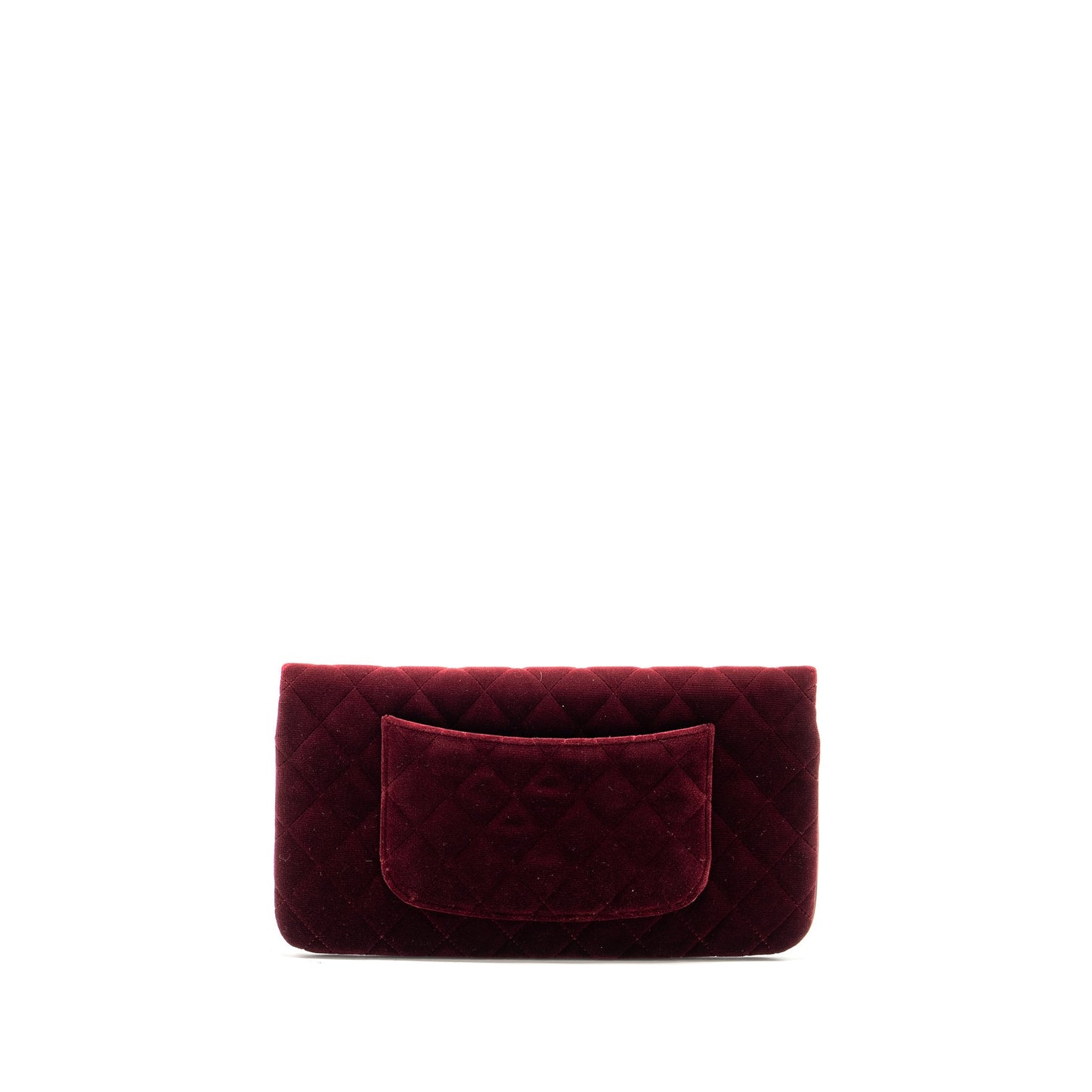 Chanel Folding Velvet Lambskin Burgundy LGHW Clutch Bag