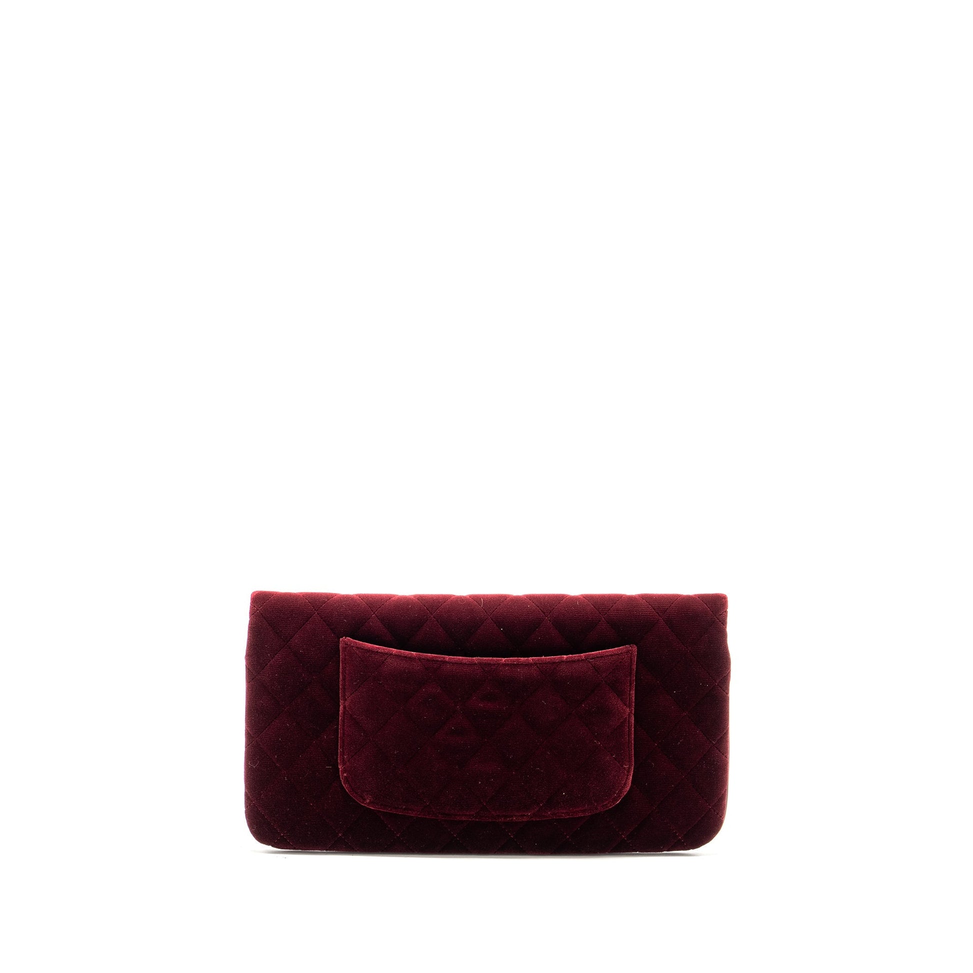 Chanel Folding Velvet Lambskin Burgundy LGHW Clutch Bag