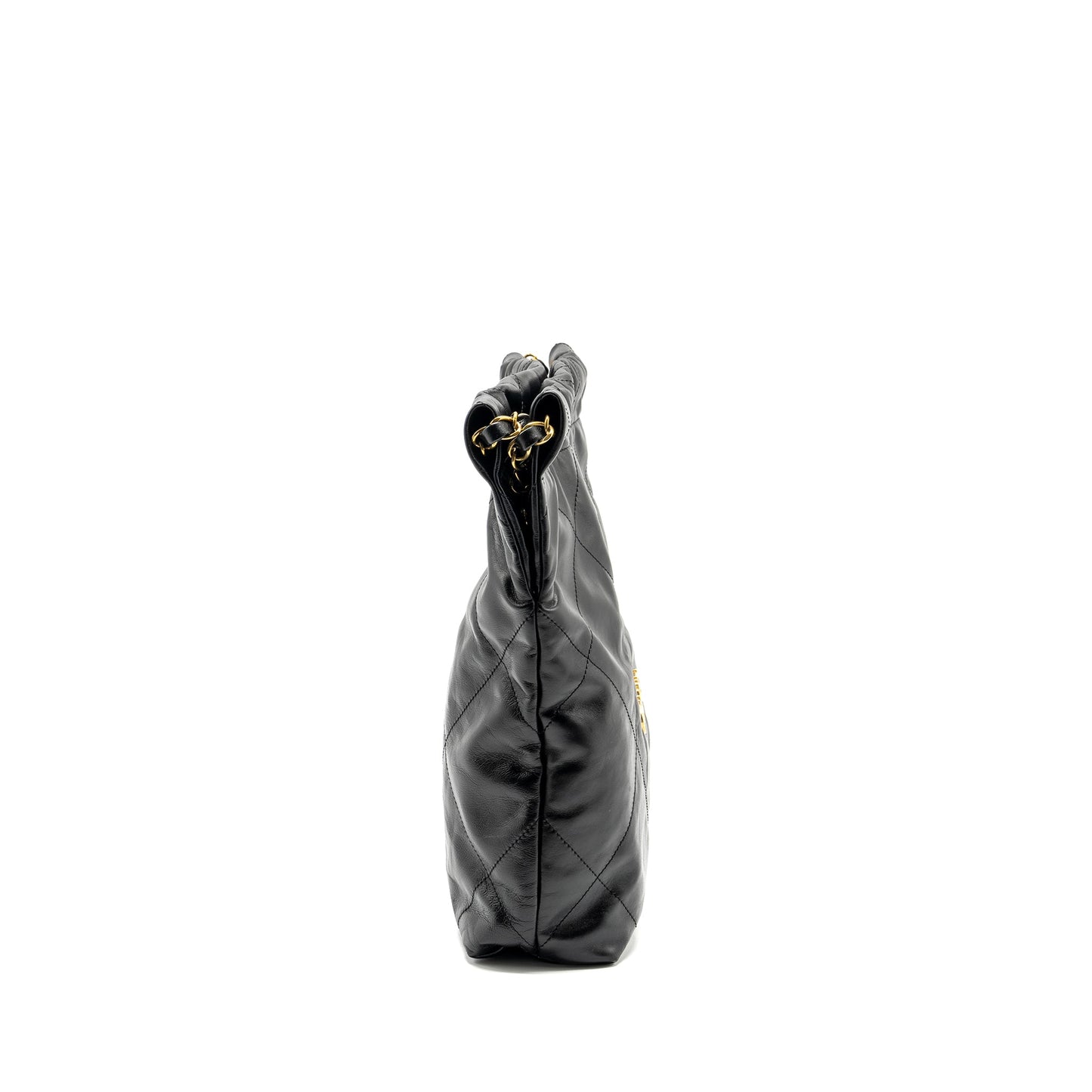 Chanel 22 Shiny Calfskin GHW Microchip Black Small Handbag Black Ghwmicrochip
