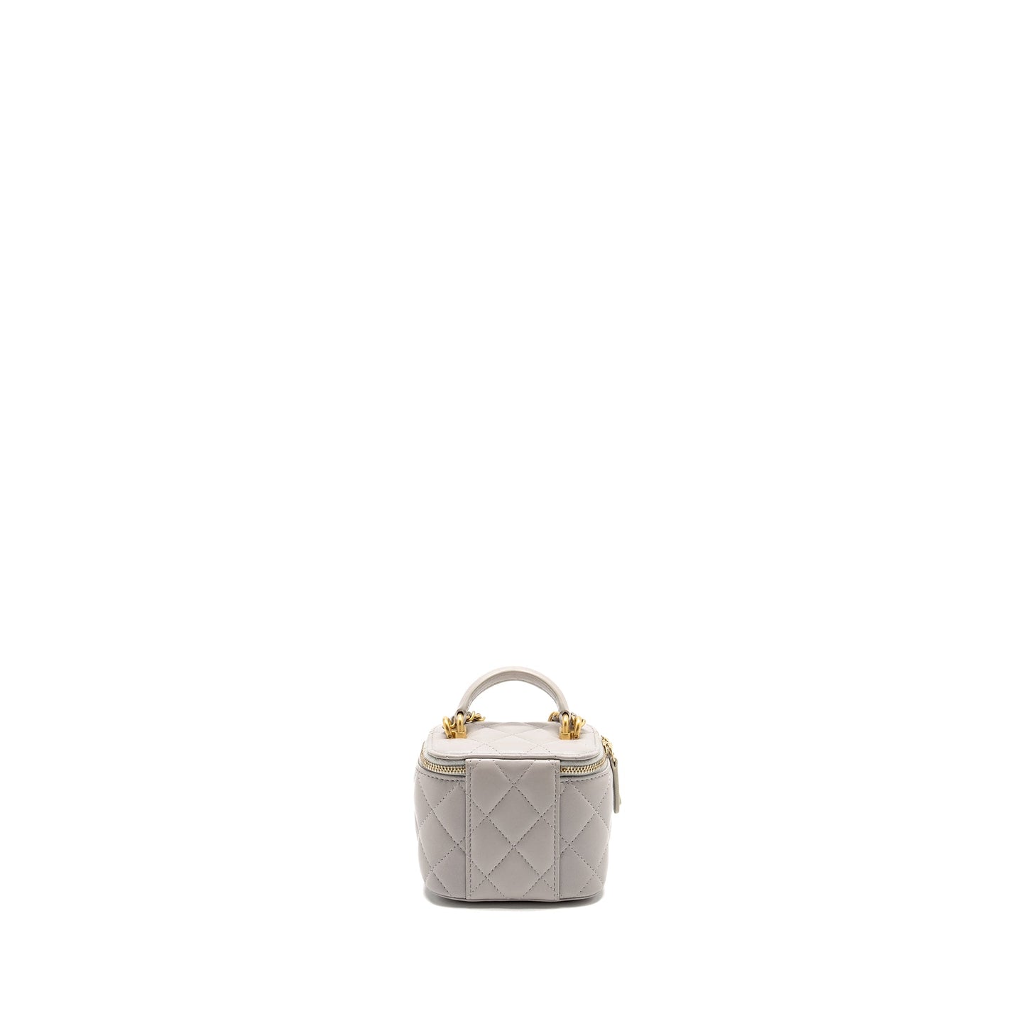 Chanel Top Handle Vanity Lambskin Light GHW Grey Mini Bag