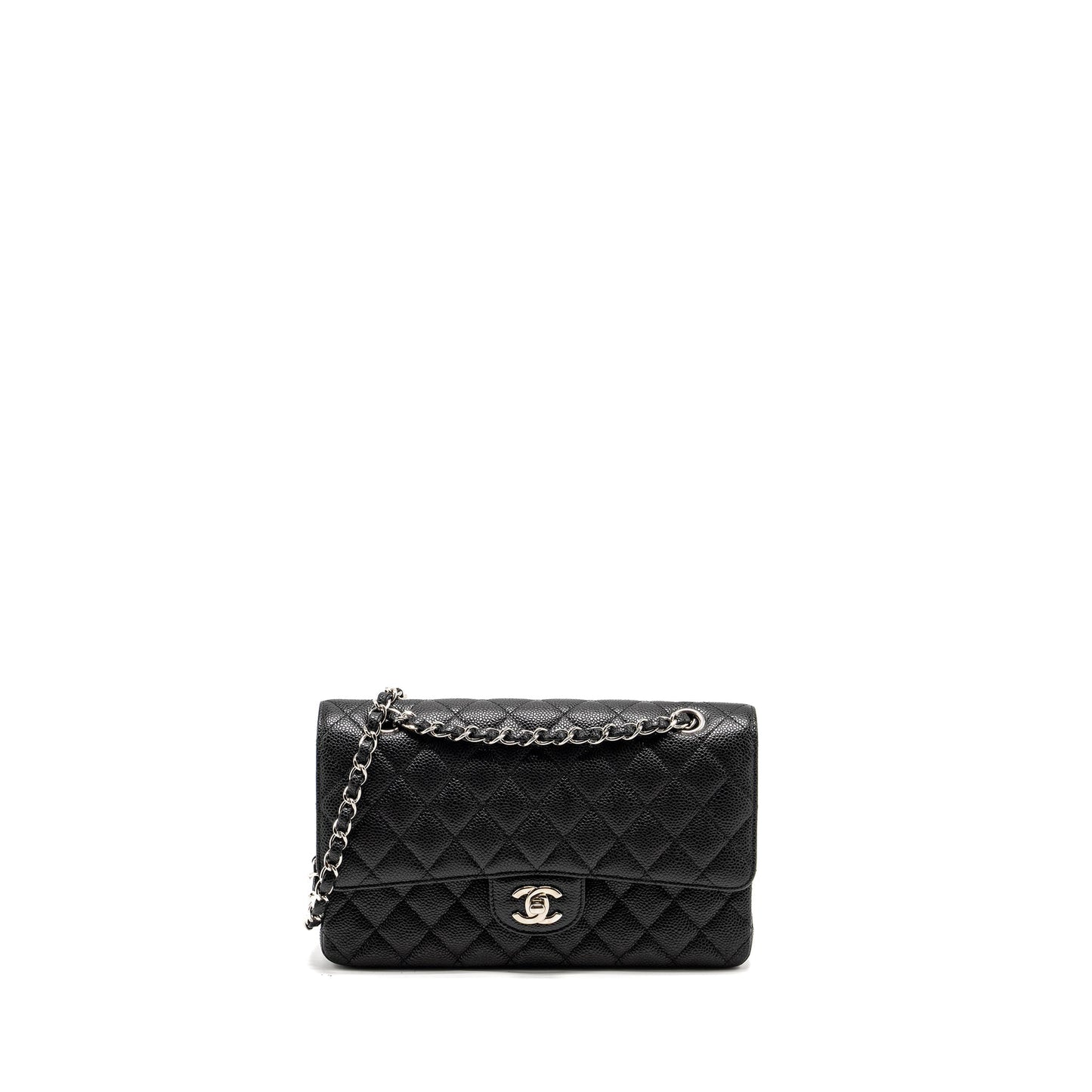 Chanel Classic Double FLAP Caviar SHW Black Shoulder Bag Black Shw