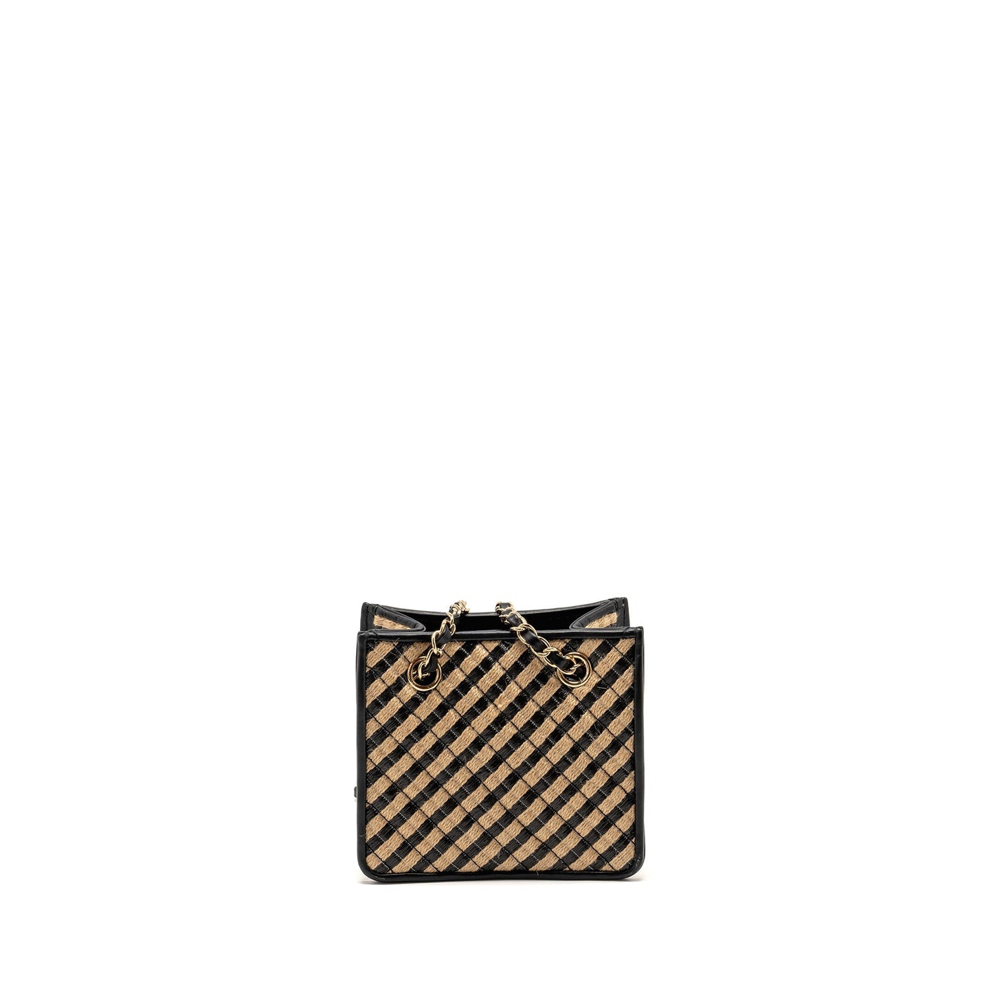 Chanel Urban Jungle Bucket Raffia LGHW Black Beige Leather Bucket Bag