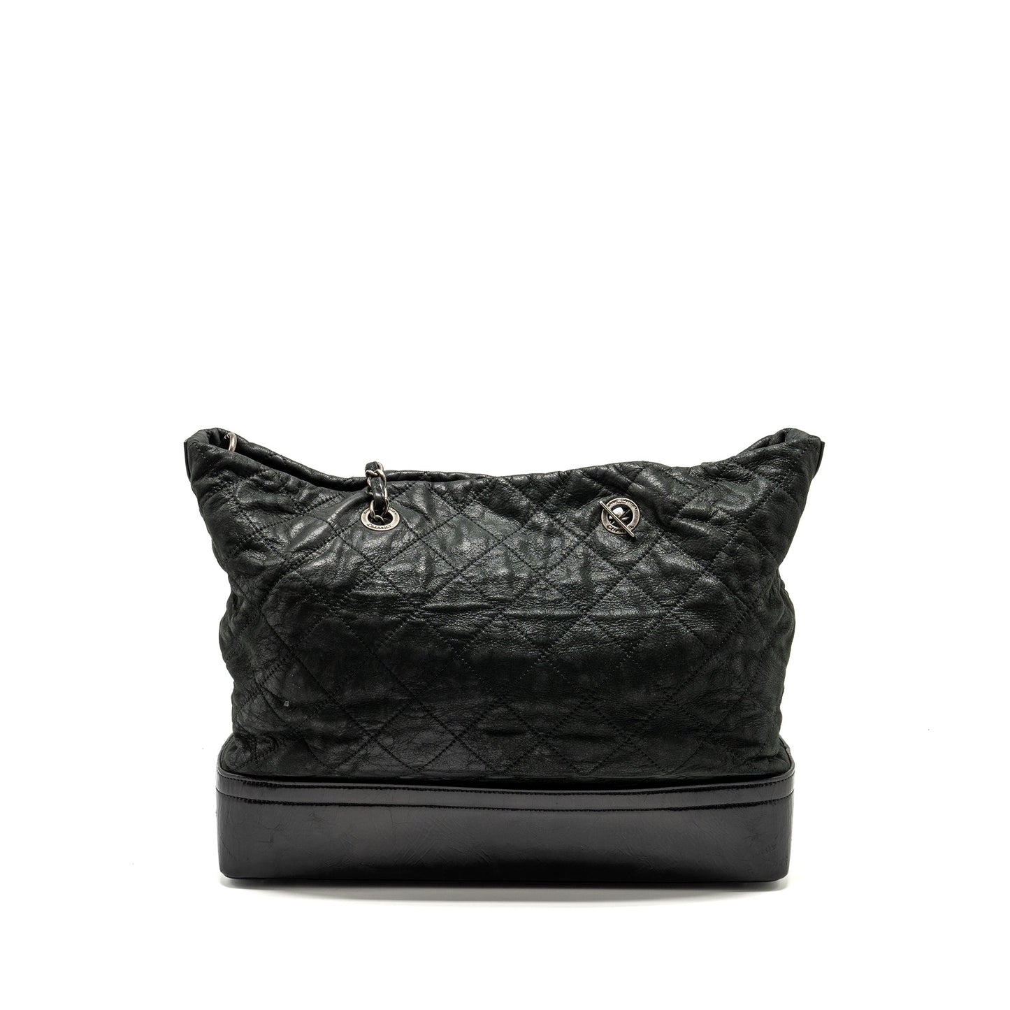 Chanel quilted Calfskin SHW Black Leather Shoulder Bag