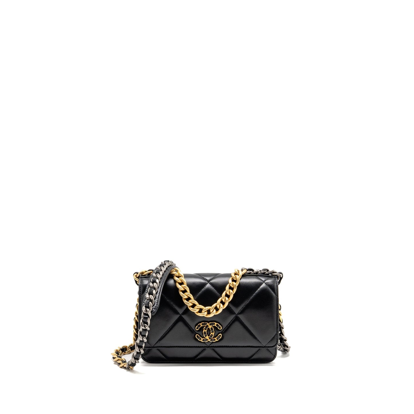 Chanel 19 on Lambskin Hardware Multicolour Black Wallet Case Hardware 2