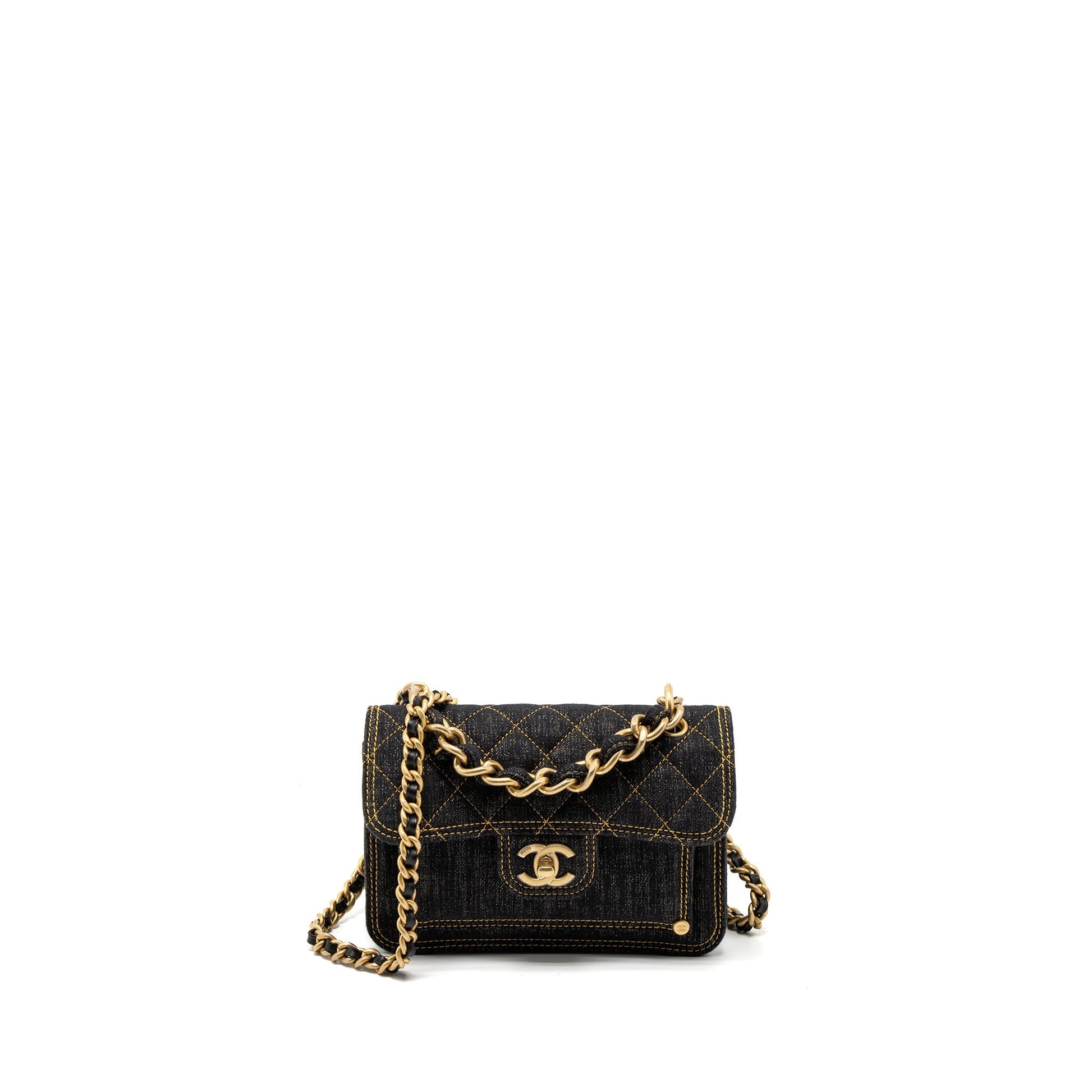 Chanel 23S Flap Denim Dark Brushed GHW Blue Shoulder Bag