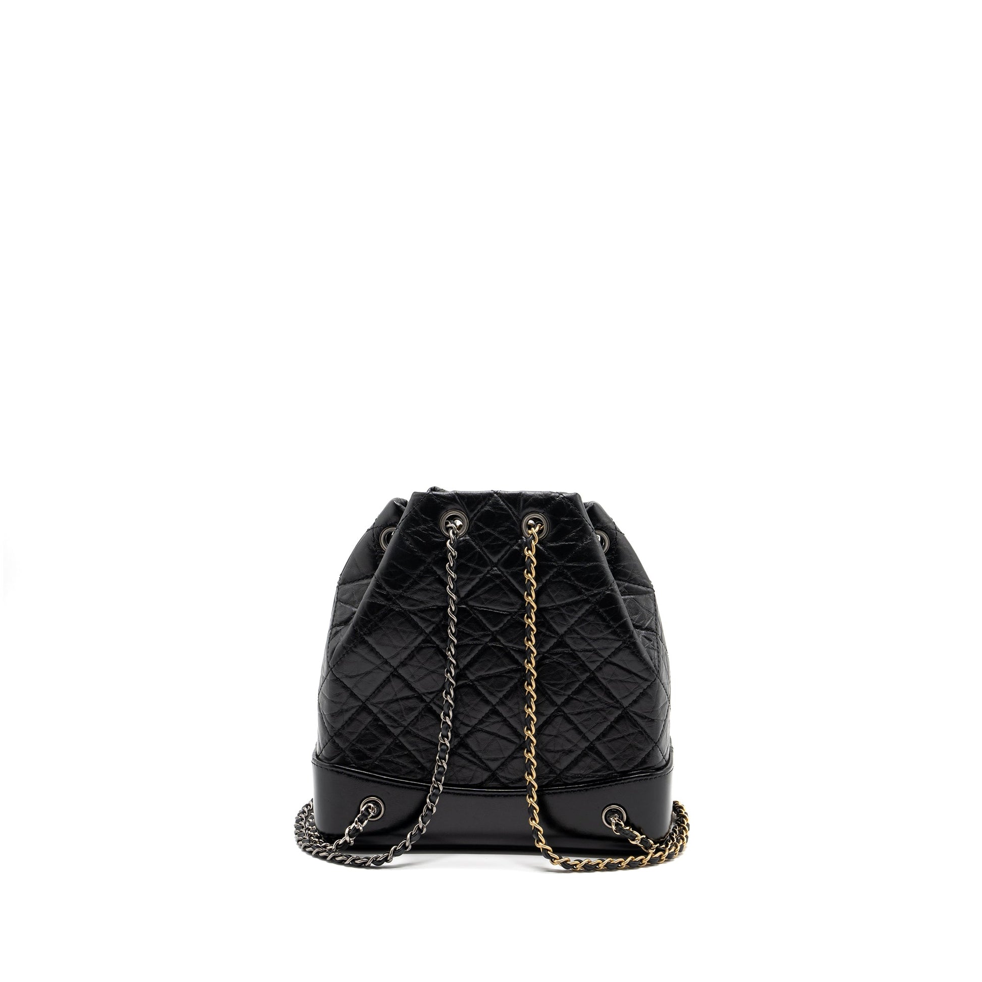 Chanel Gabrielle Backpack Aged Calfskin Hardware Microchip Multicolour Black Small