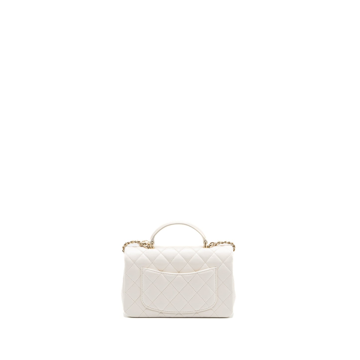 Chanel top handle rectangular flap lambskin LGHW White Shoulder Bag