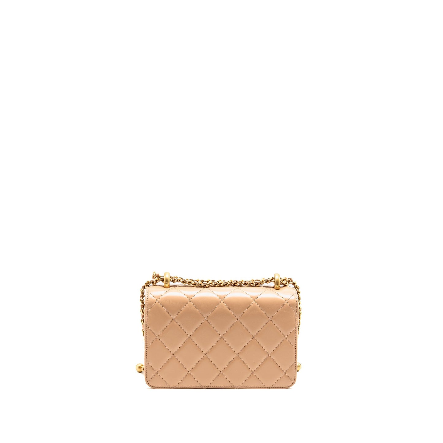 Chanel Crush Flap Calfskin GHW Microchip Gold Beige Shoulder Bag