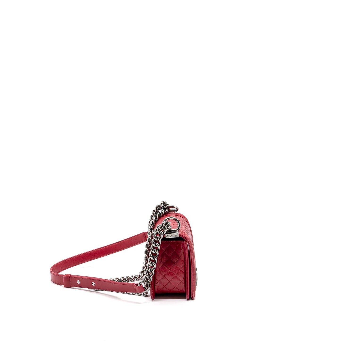 Chanel boy calfskin SHW Red Small Handbag