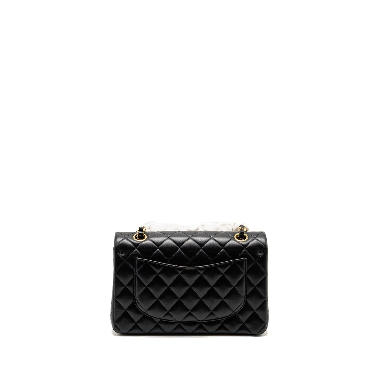 Chanel Classic Double Flap Lambskin GHW microchip Black Small Shoulder Bag Black Ghwmicrochip