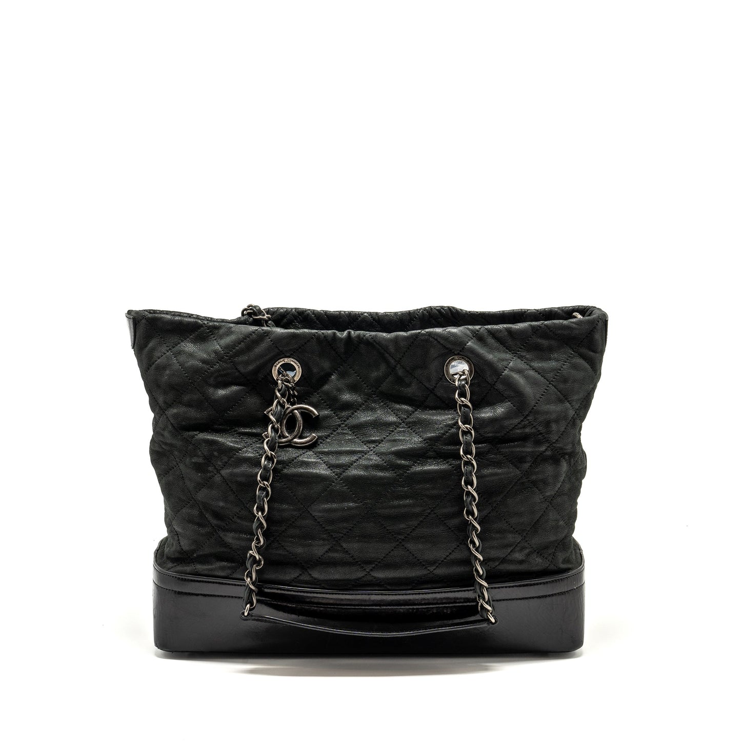 Chanel quilted Calfskin SHW Black Leather Shoulder Bag