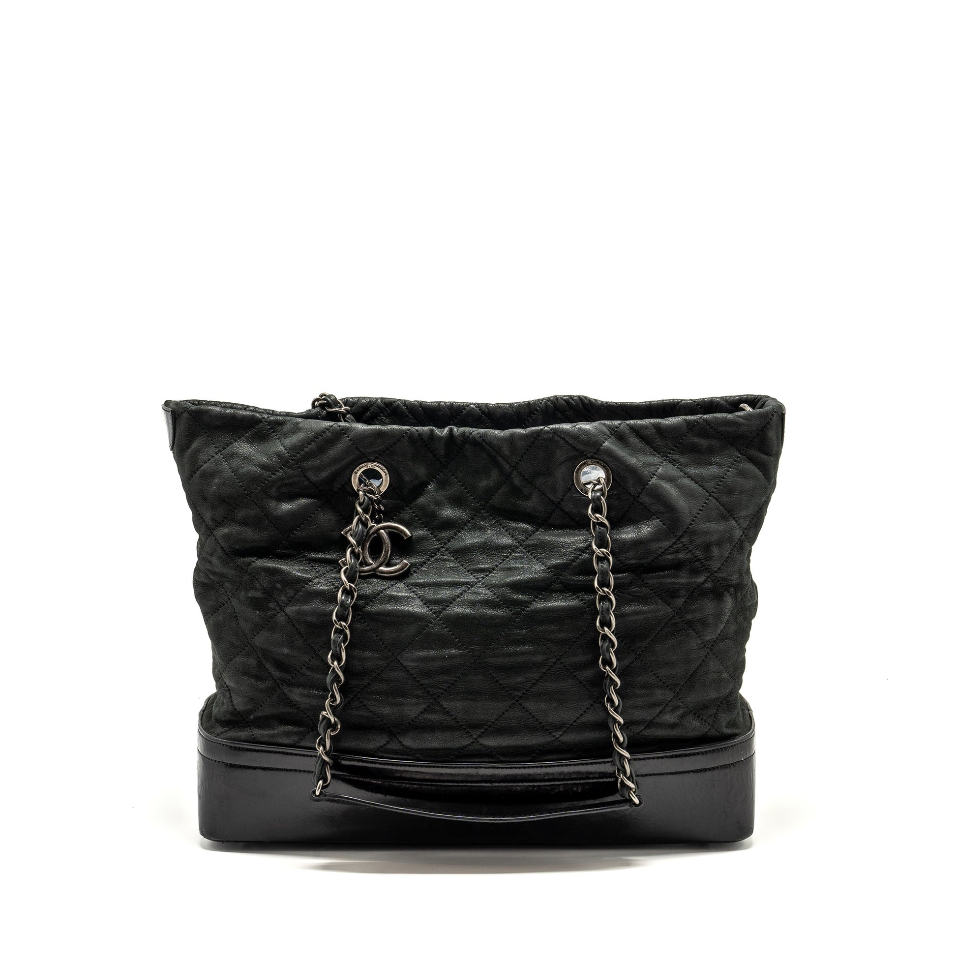 Chanel quilted Calfskin SHW Black Leather Shoulder Bag