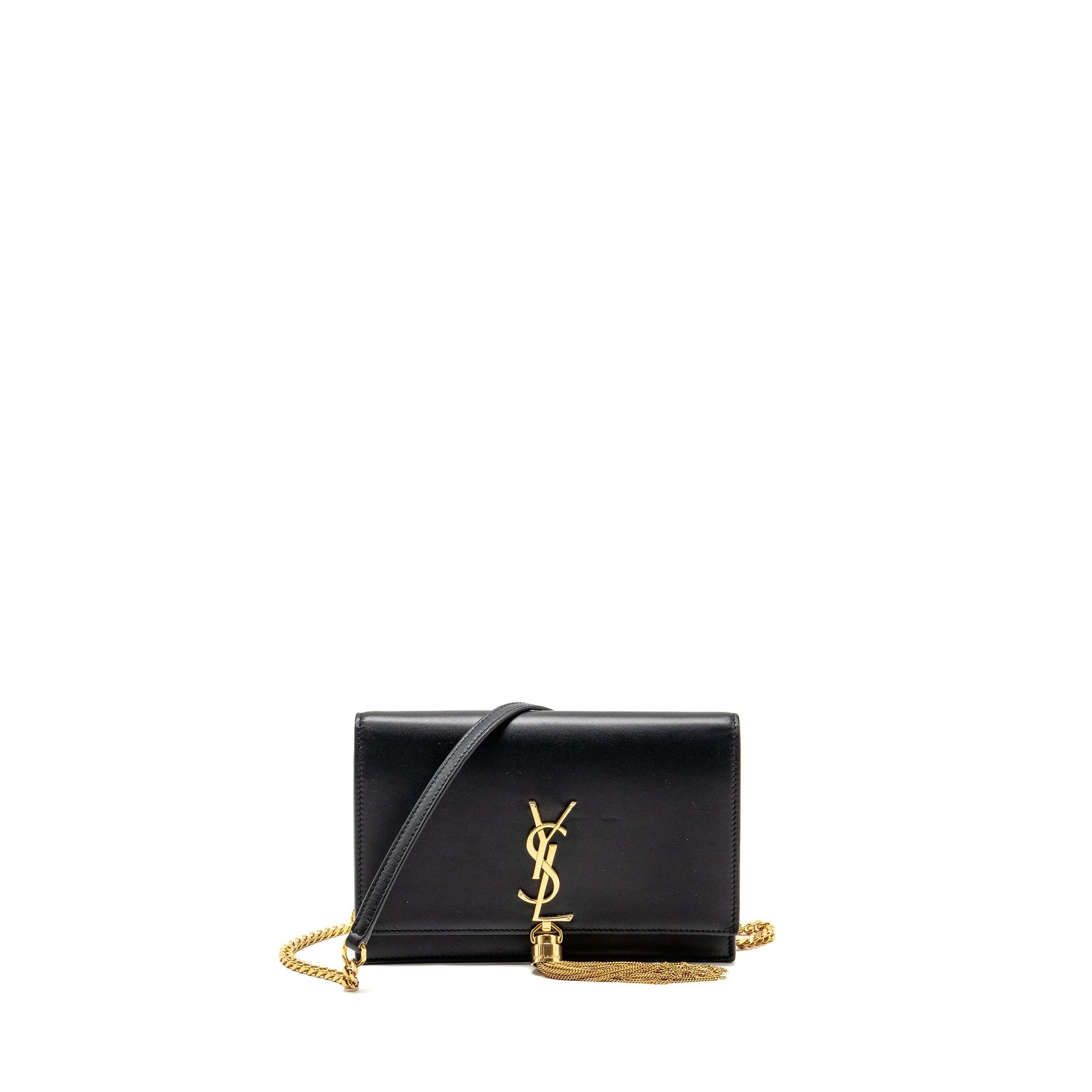 YSL Saint Laurent Tassel Kate Purse Calfskin Travel Bag Black Small