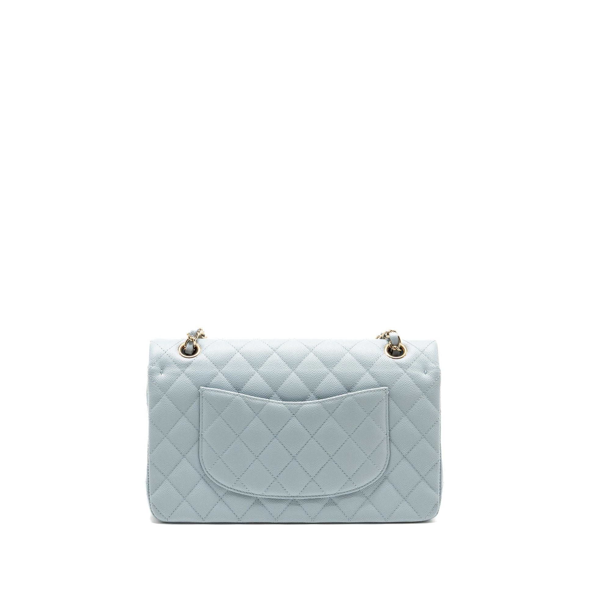 Chanel Classic double flap caviar light LGHW Blue Shoulder Bag Microchip 1