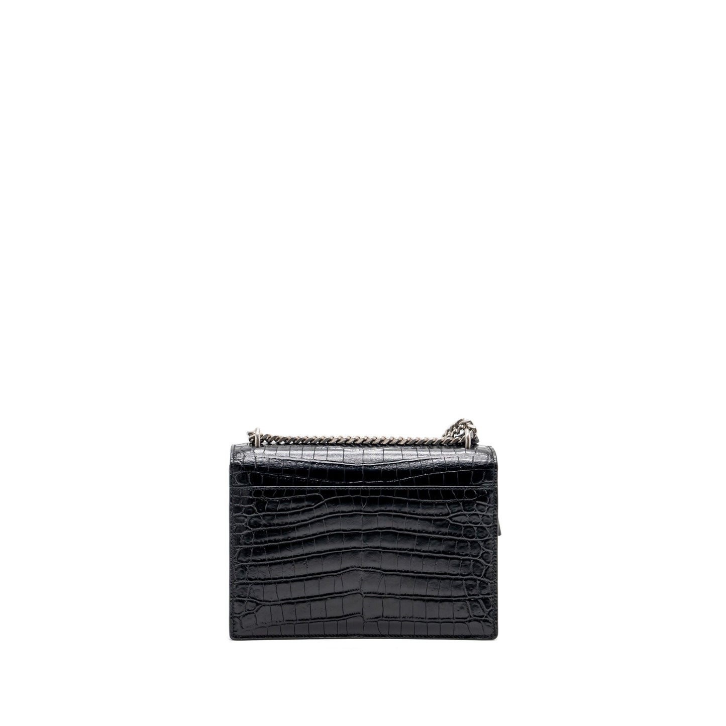 YSL Saint Laurent Saint Laurent Sunset Purse Crocodile Embossed Travel Black Travel Bag