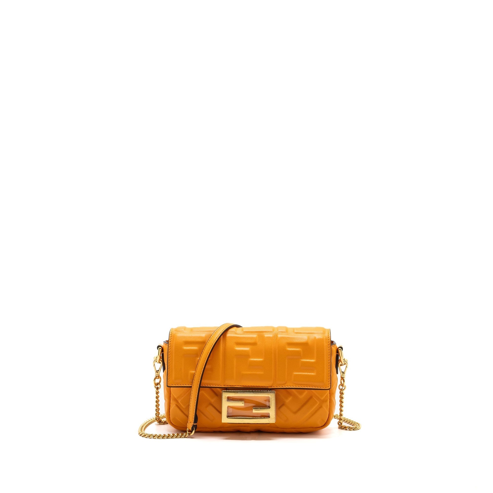 Fendi Baguette Purse Nappa Lambskin Orange Mini Shoulder Bag