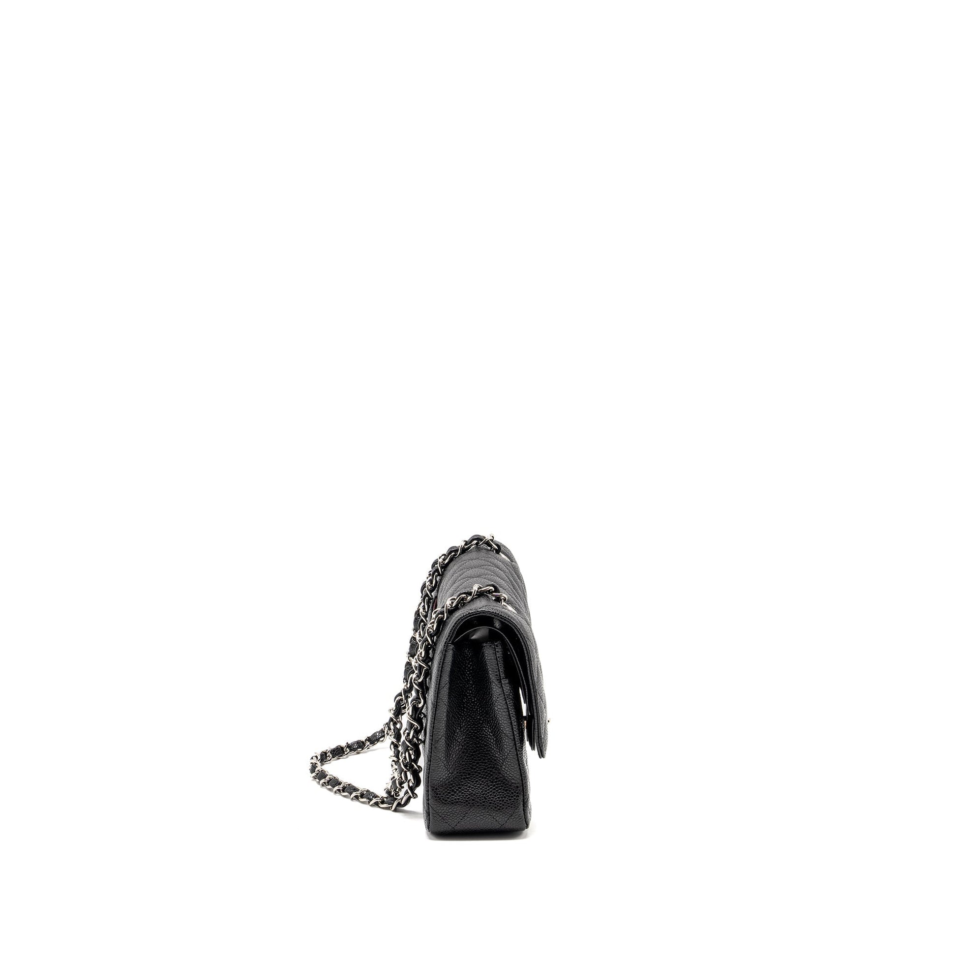 Chanel Classic Double FLAP Caviar SHW Black Shoulder Bag Black Shw